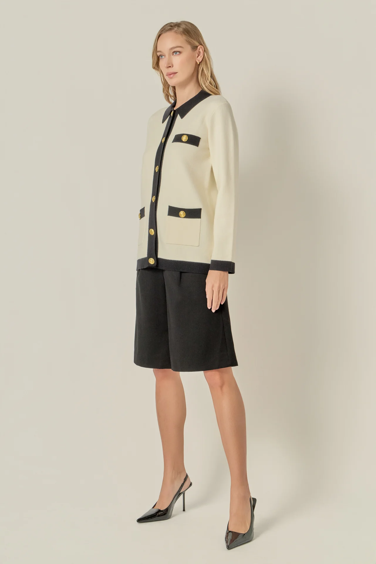 Contrast Details Knit Cardigan - Image 3