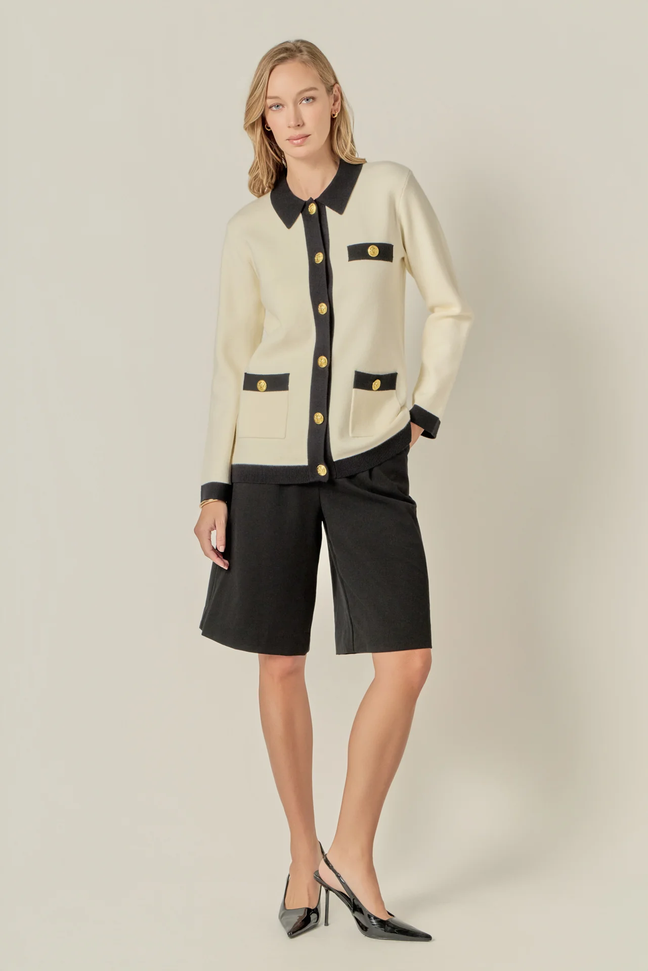 Contrast Details Knit Cardigan - Image 4