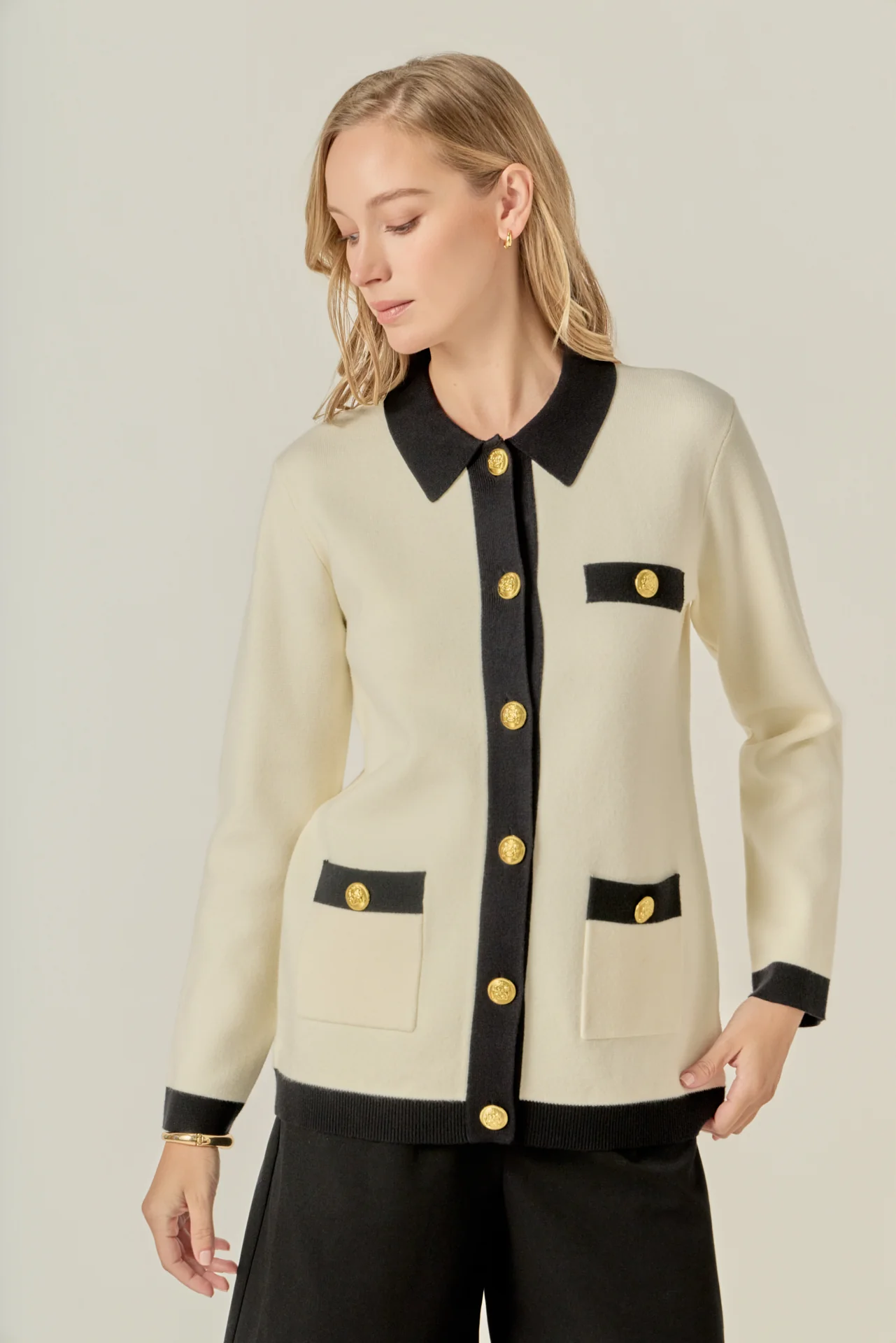Contrast Details Knit Cardigan - Image 5