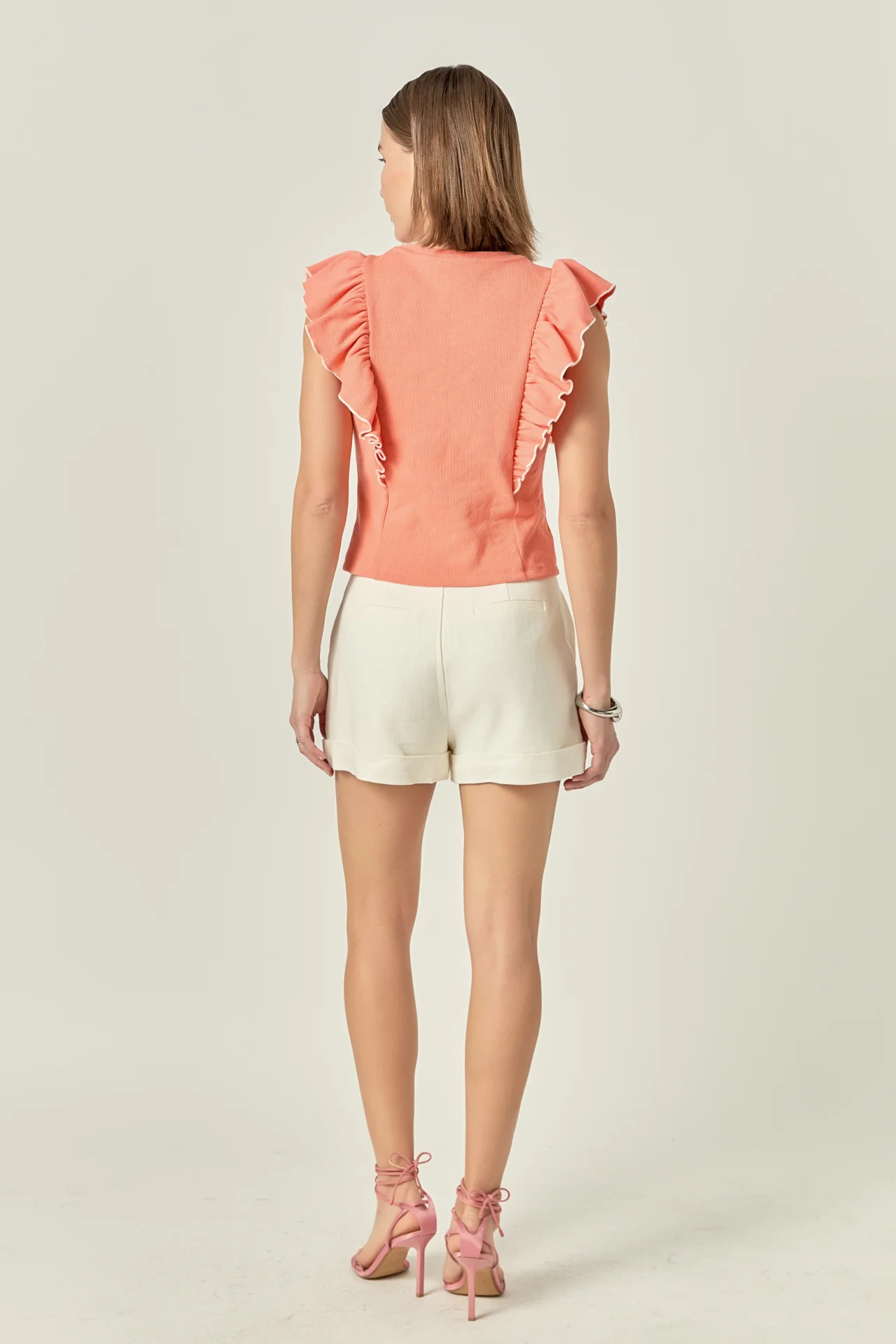 Contrast Merrow Detail Ruffled Knit Top - Image 4