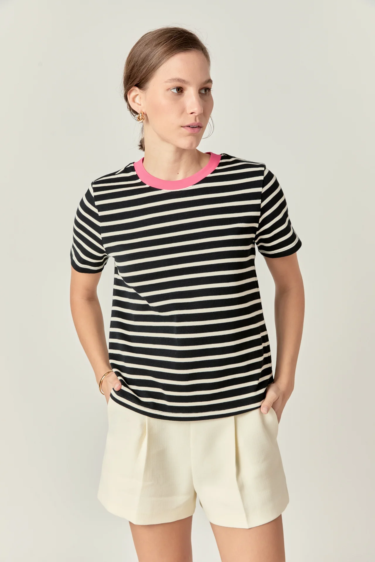 Contrast Rib Stripe Short Sleeve T-shirt - Image 10