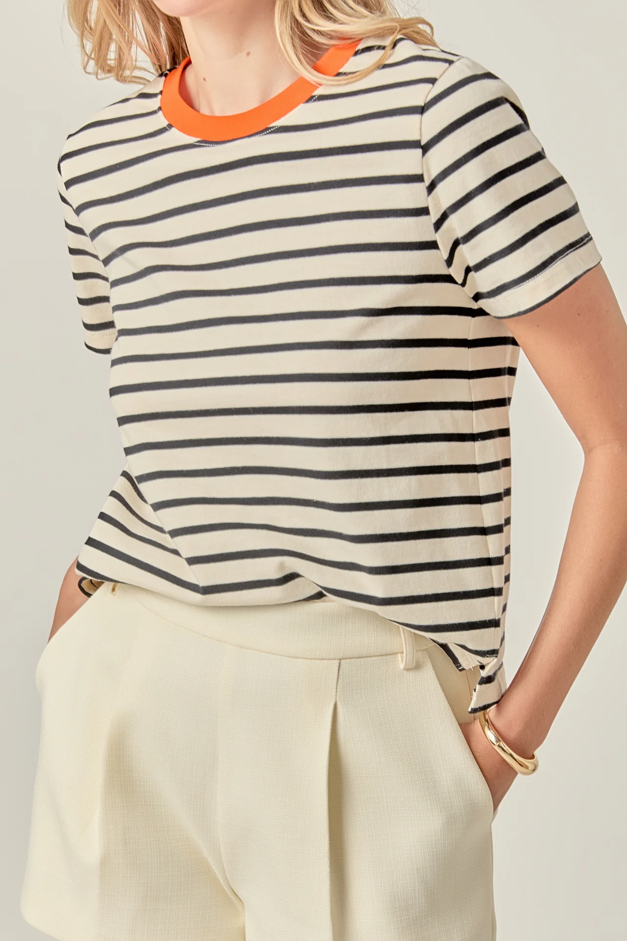 Contrast Rib Stripe Short Sleeve T-shirt - Image 2