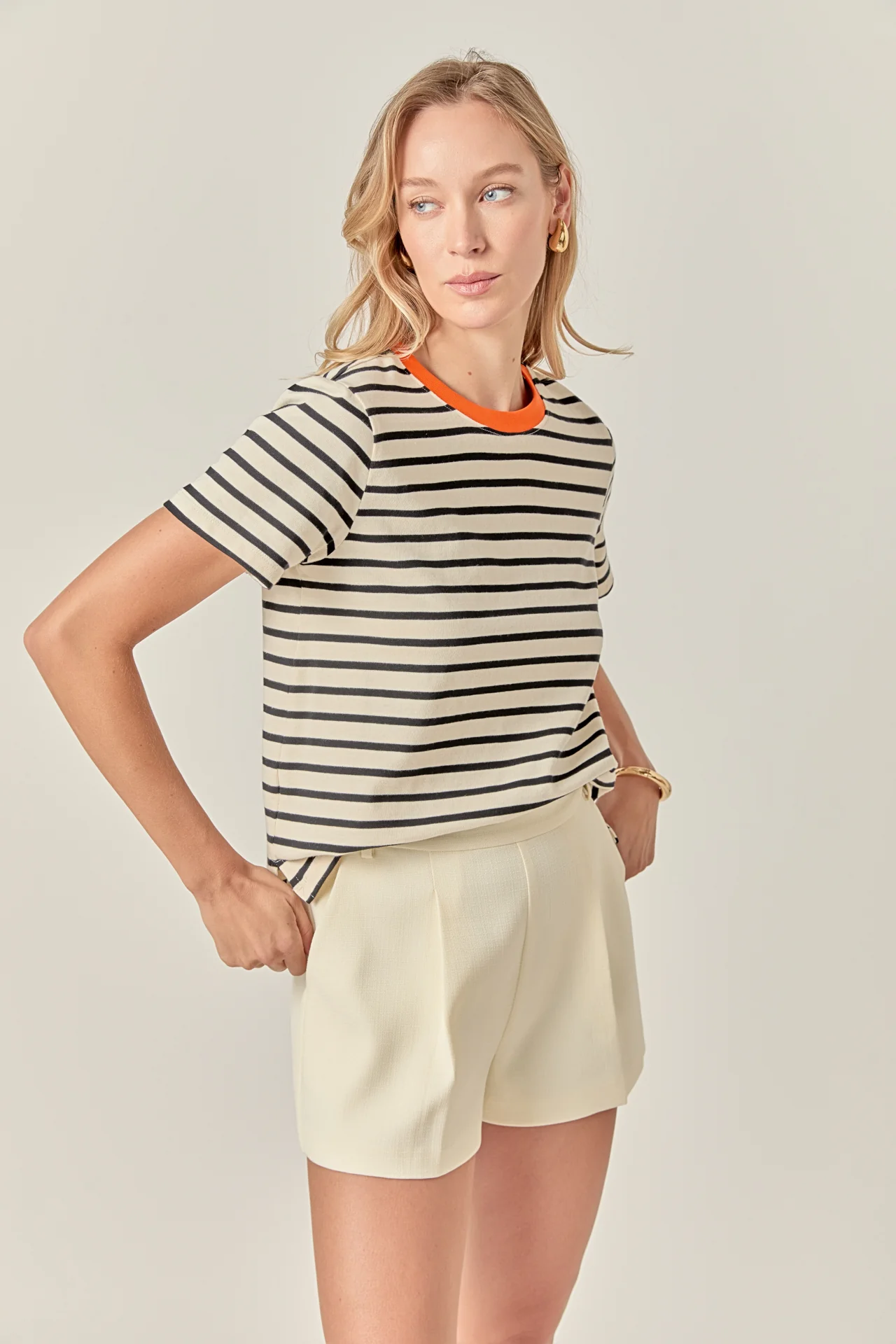 Contrast Rib Stripe Short Sleeve T-shirt - Image 5