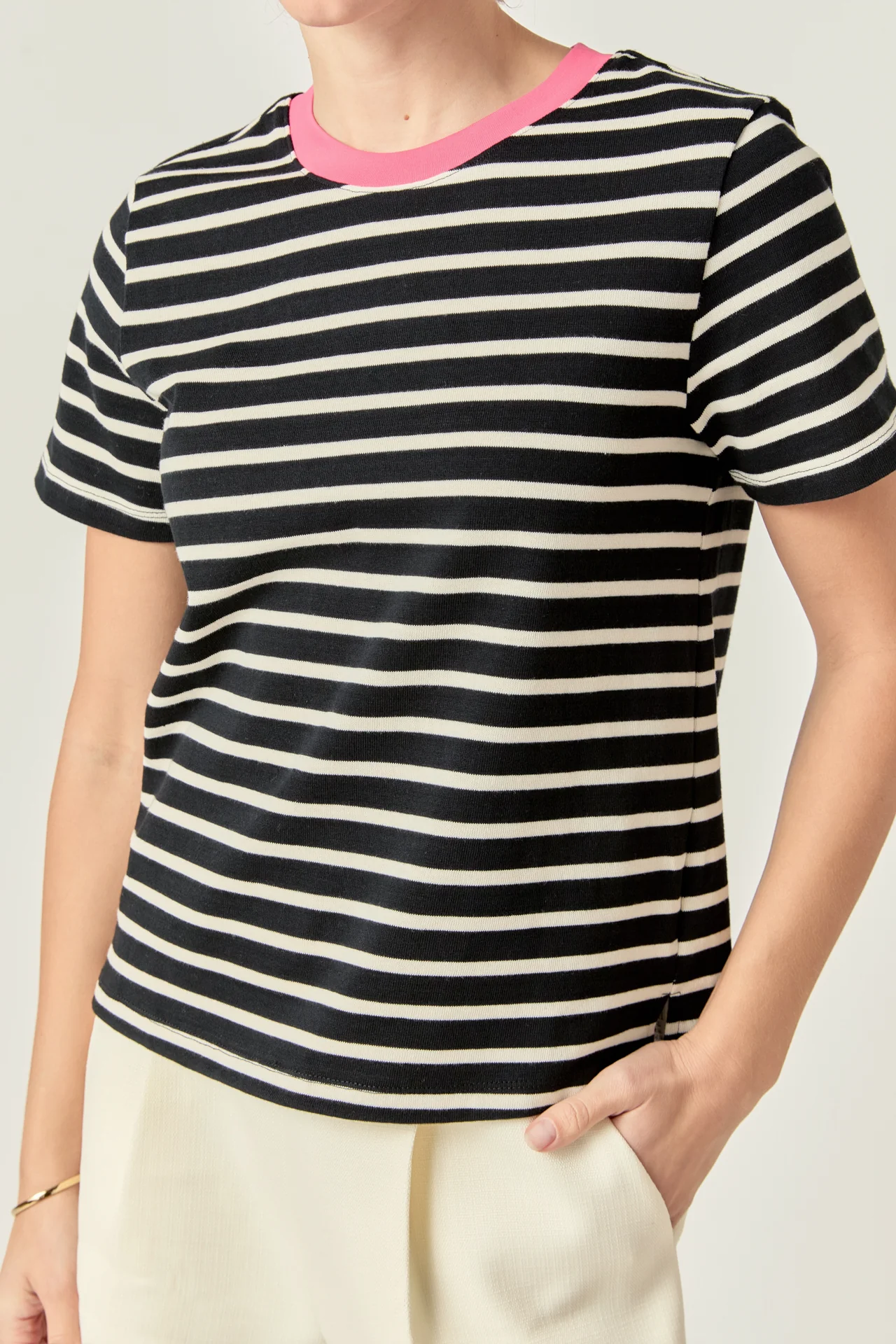 Contrast Rib Stripe Short Sleeve T-shirt - Image 7