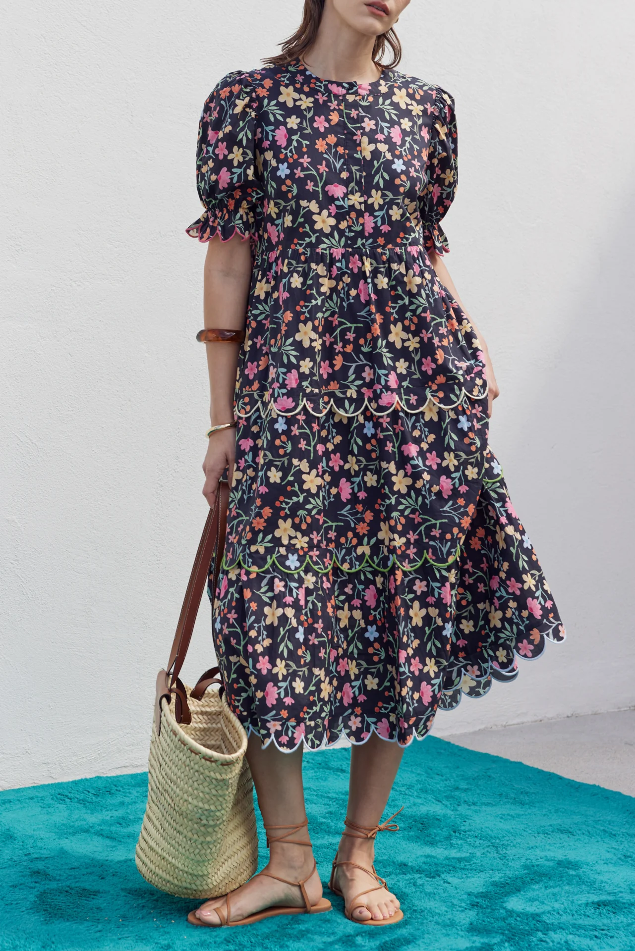 Floral Scallop Midi Dress - Image 2