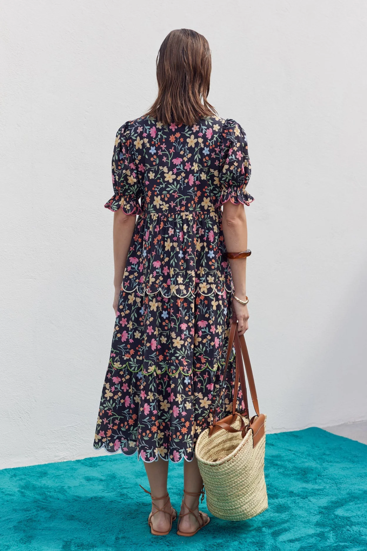 Floral Scallop Midi Dress - Image 4