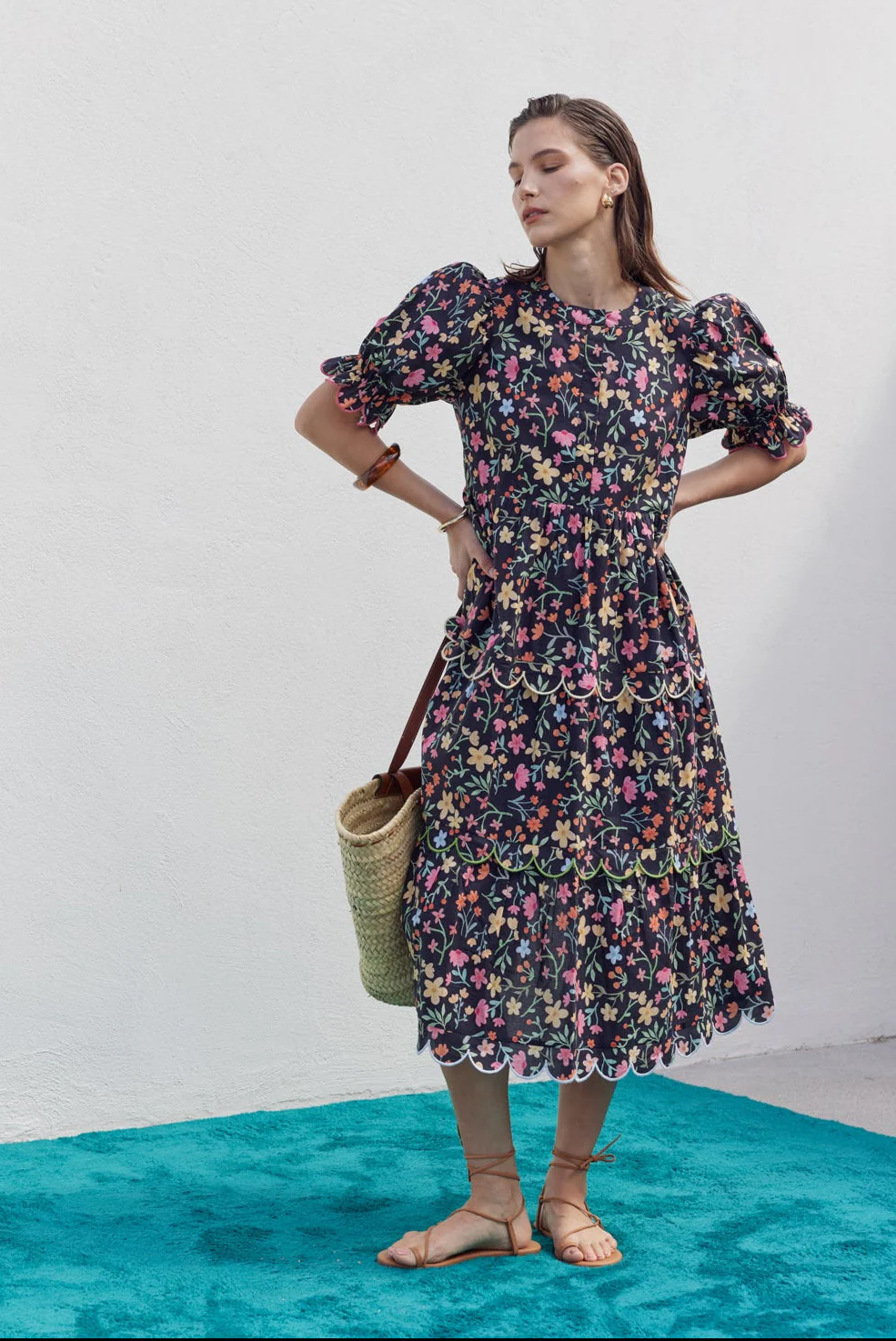 Floral Scallop Midi Dress - Image 5