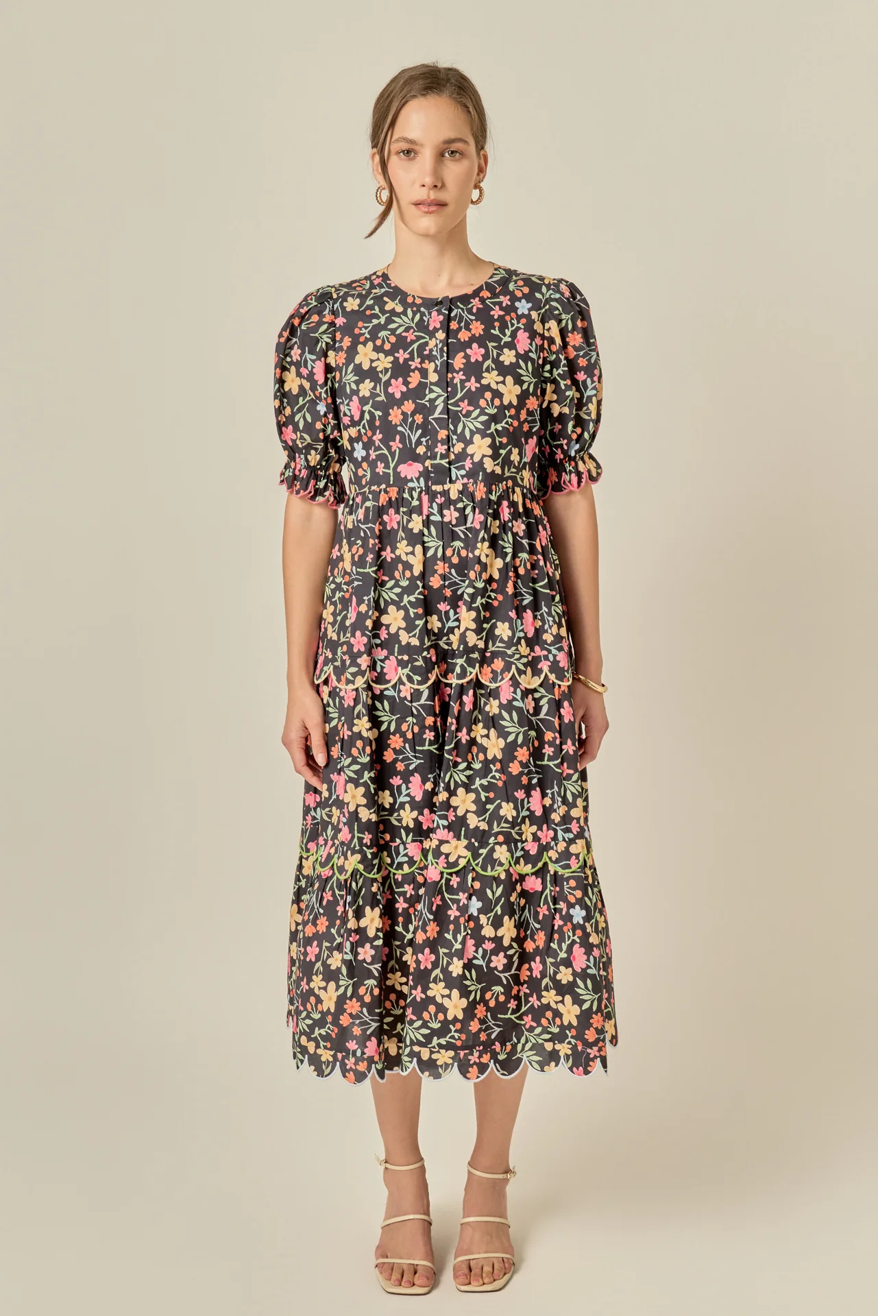 Floral Scallop Midi Dress - Image 6