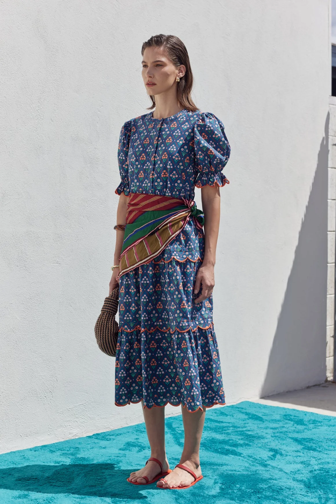 Floral Scallop Midi Dress - Image 3