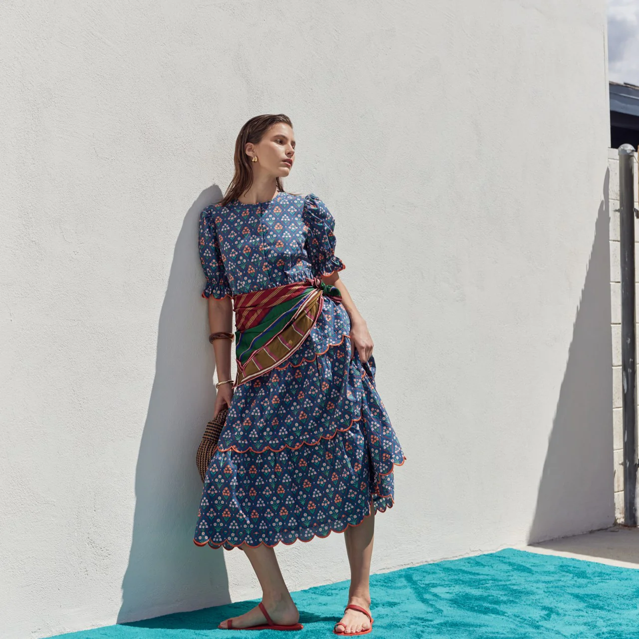 Floral Scallop Midi Dress - Image 6