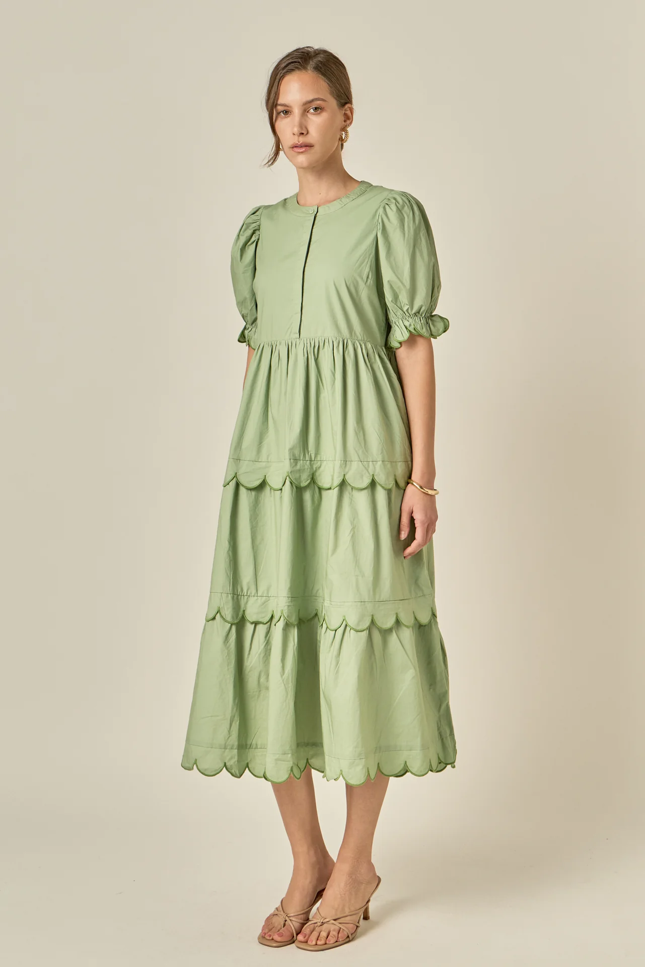 Scalloped Edge Midi Dress - Image 11