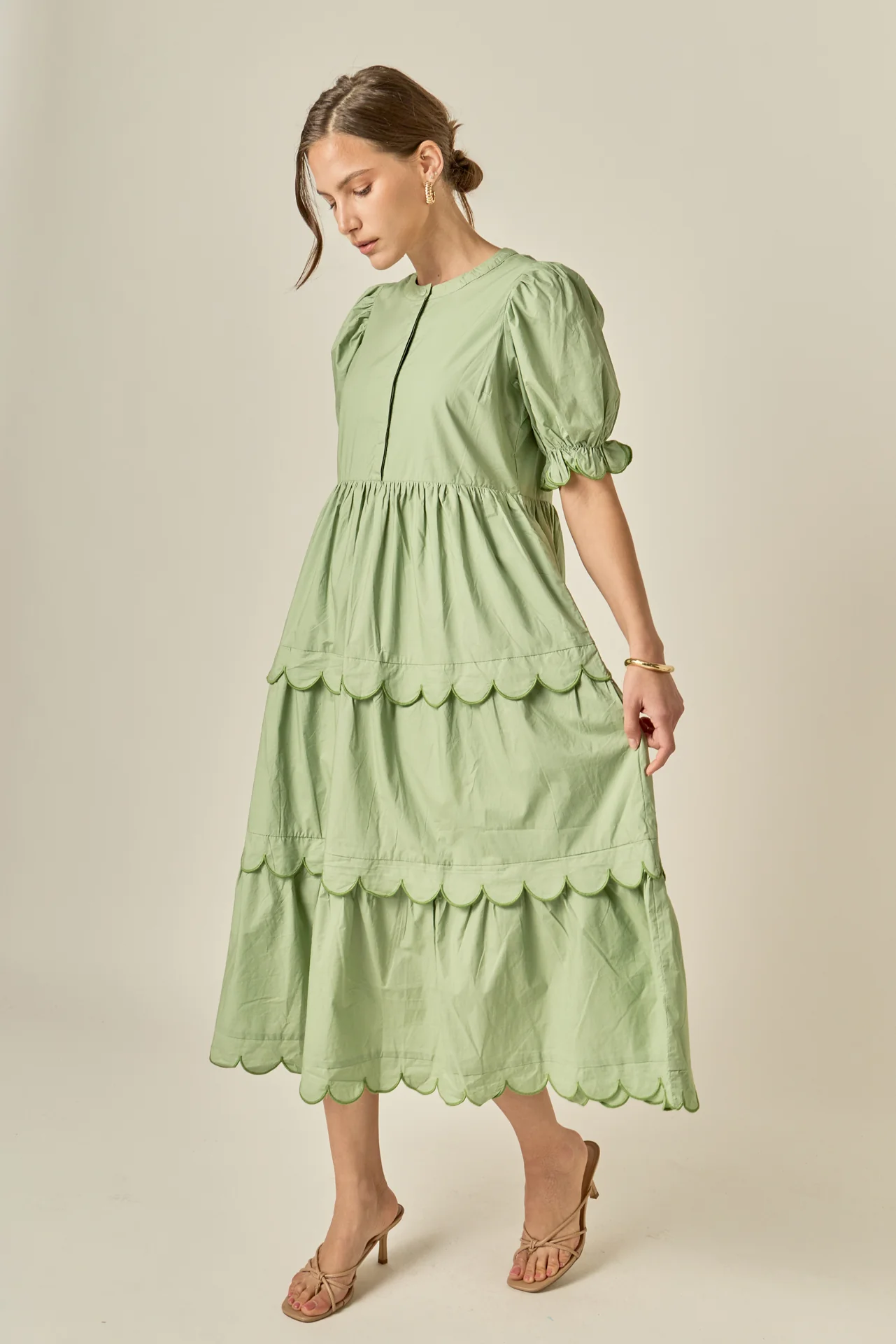 Scalloped Edge Midi Dress - Image 13