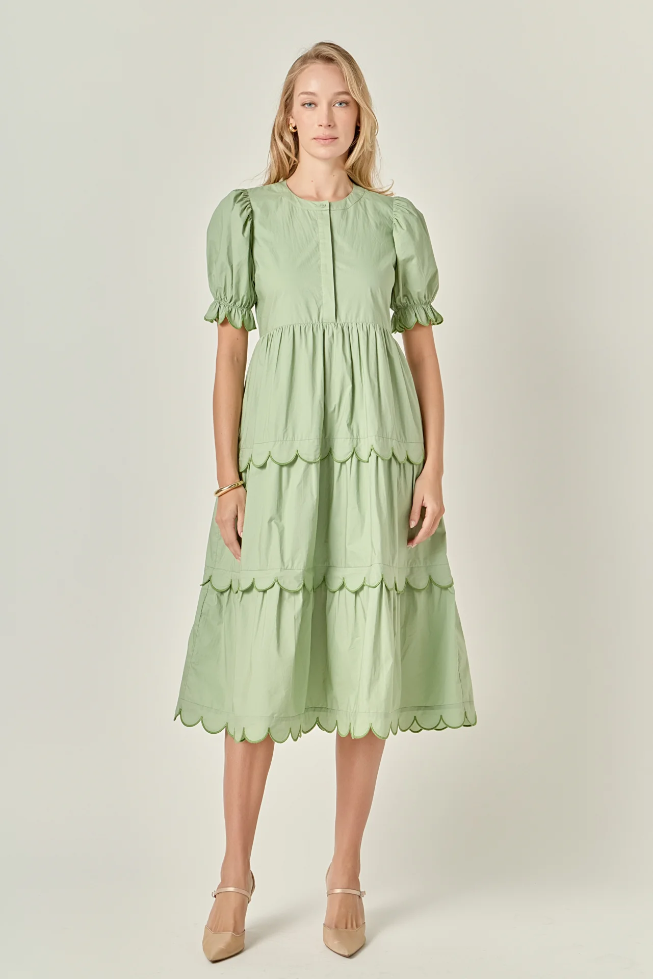 Scalloped Edge Midi Dress - Image 14
