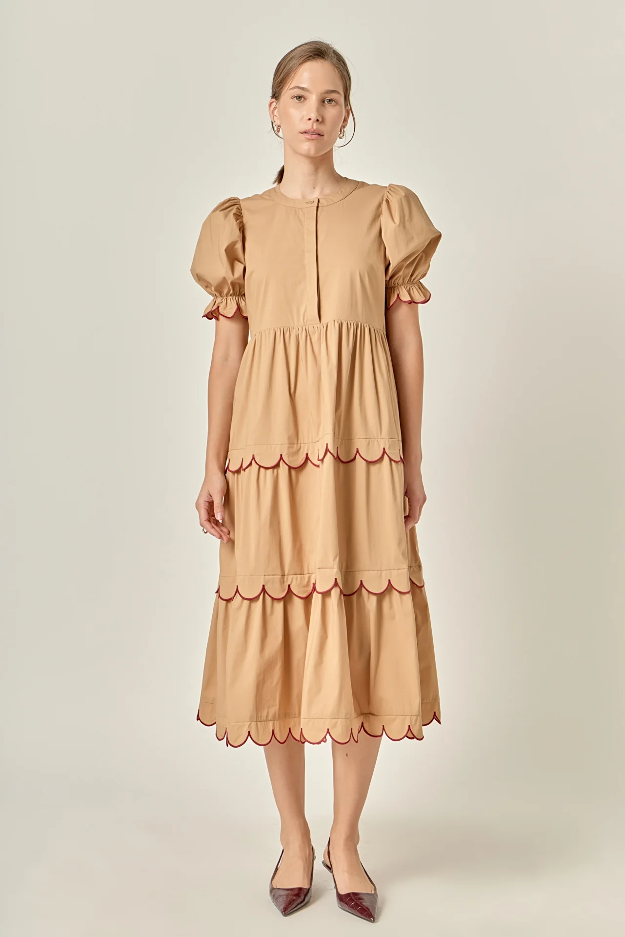 Scalloped Edge Midi Dress - Image 15