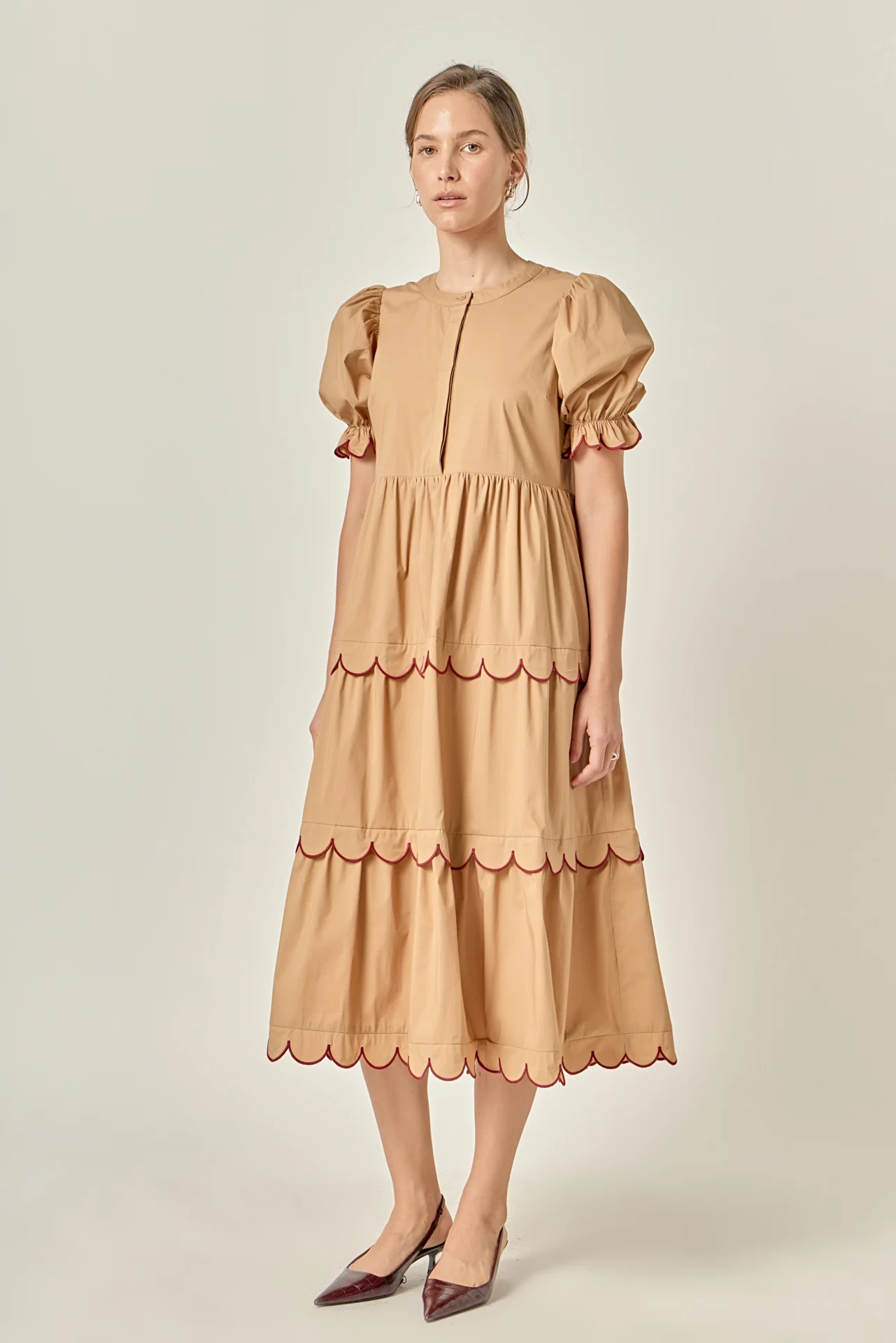 Scalloped Edge Midi Dress - Image 17