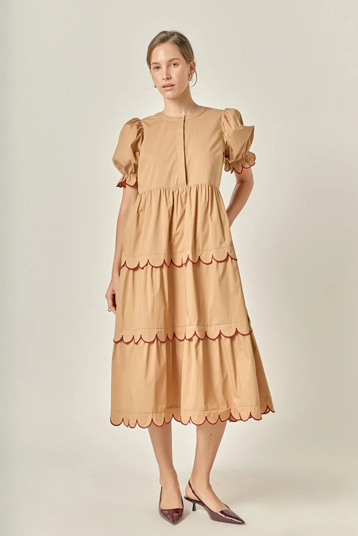 Scalloped Edge Midi Dress - Image 19