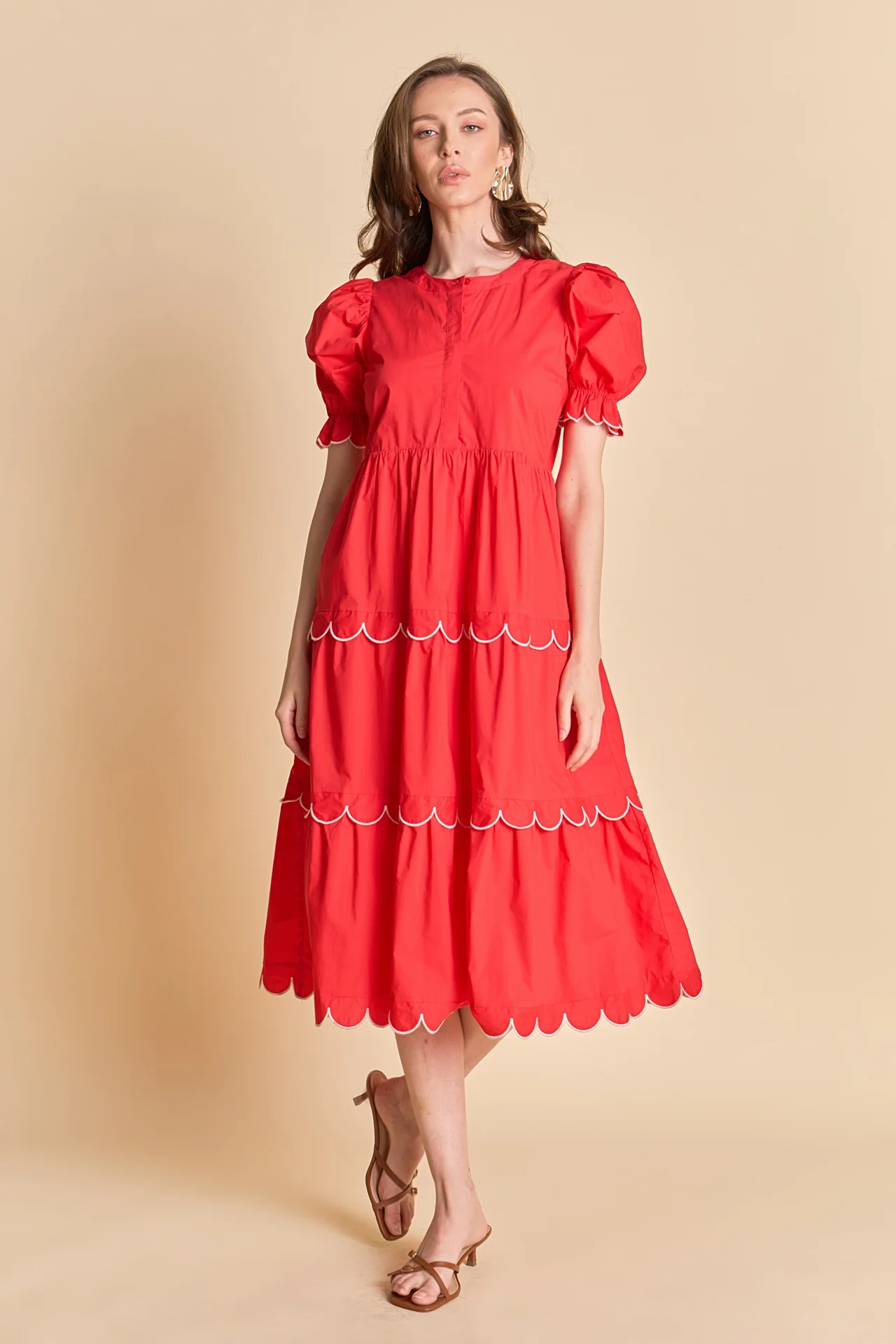 Scalloped Edge Midi Dress - Image 20