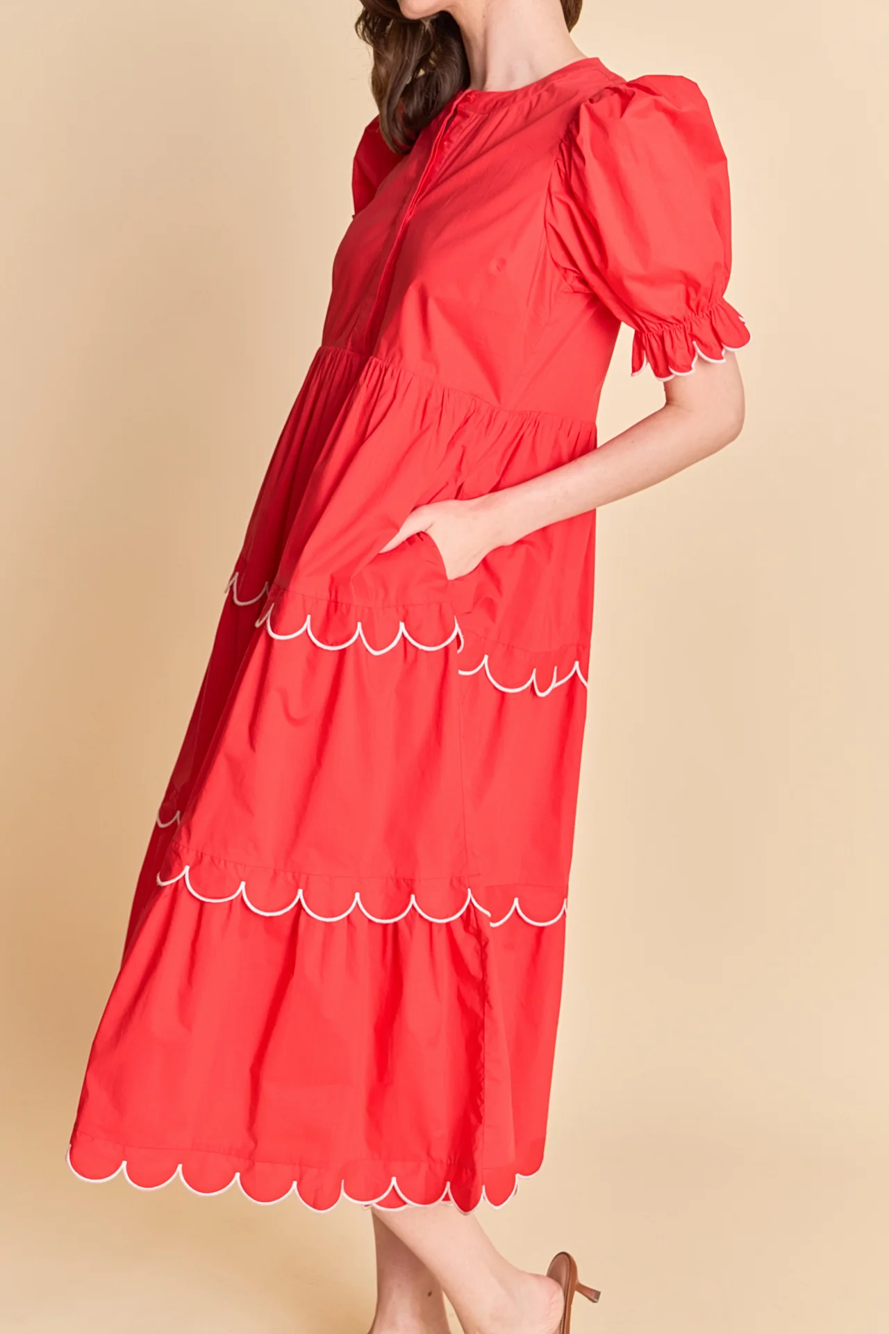 Scalloped Edge Midi Dress - Image 21