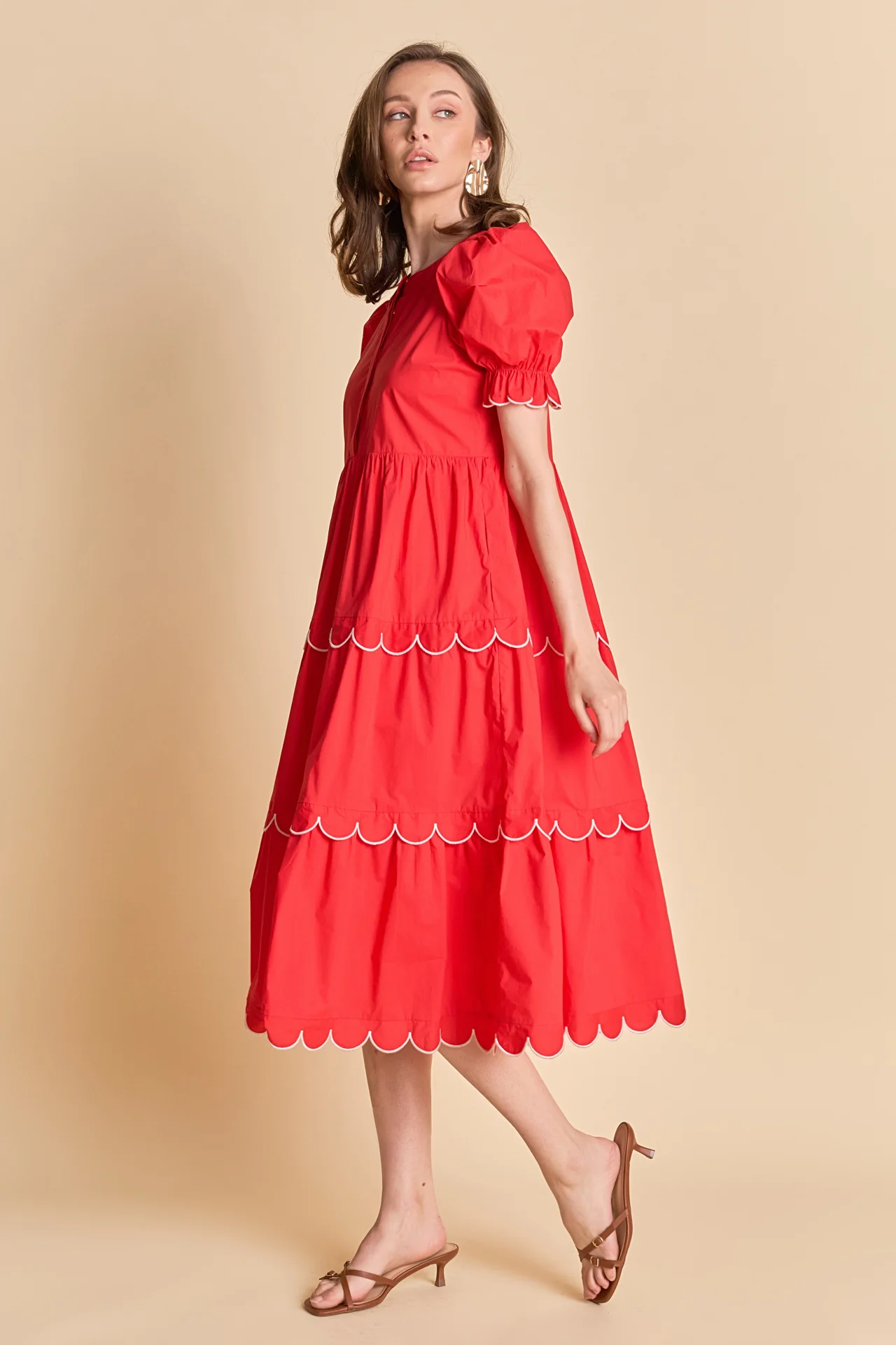Scalloped Edge Midi Dress - Image 22