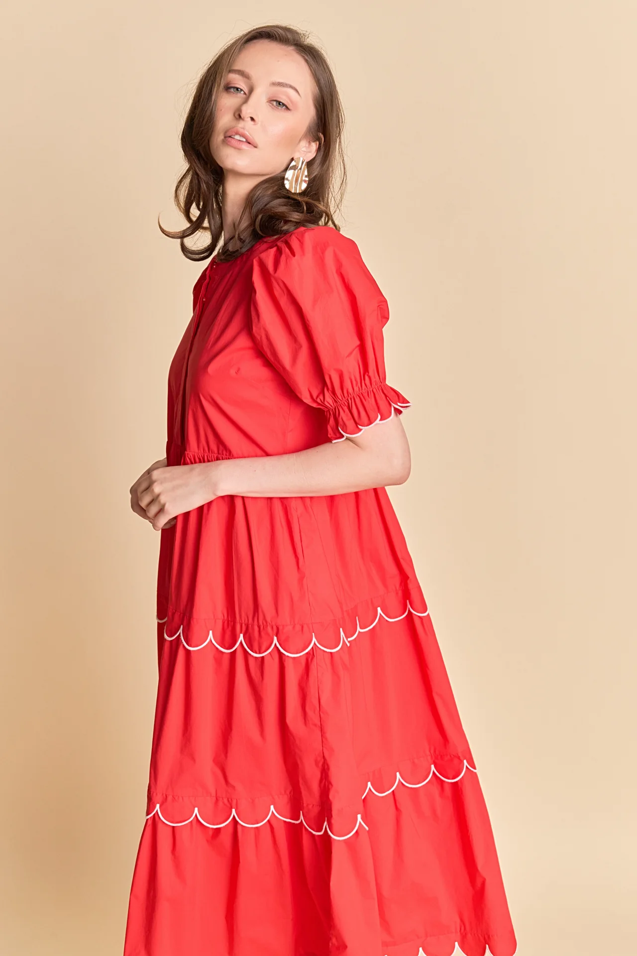 Scalloped Edge Midi Dress - Image 24