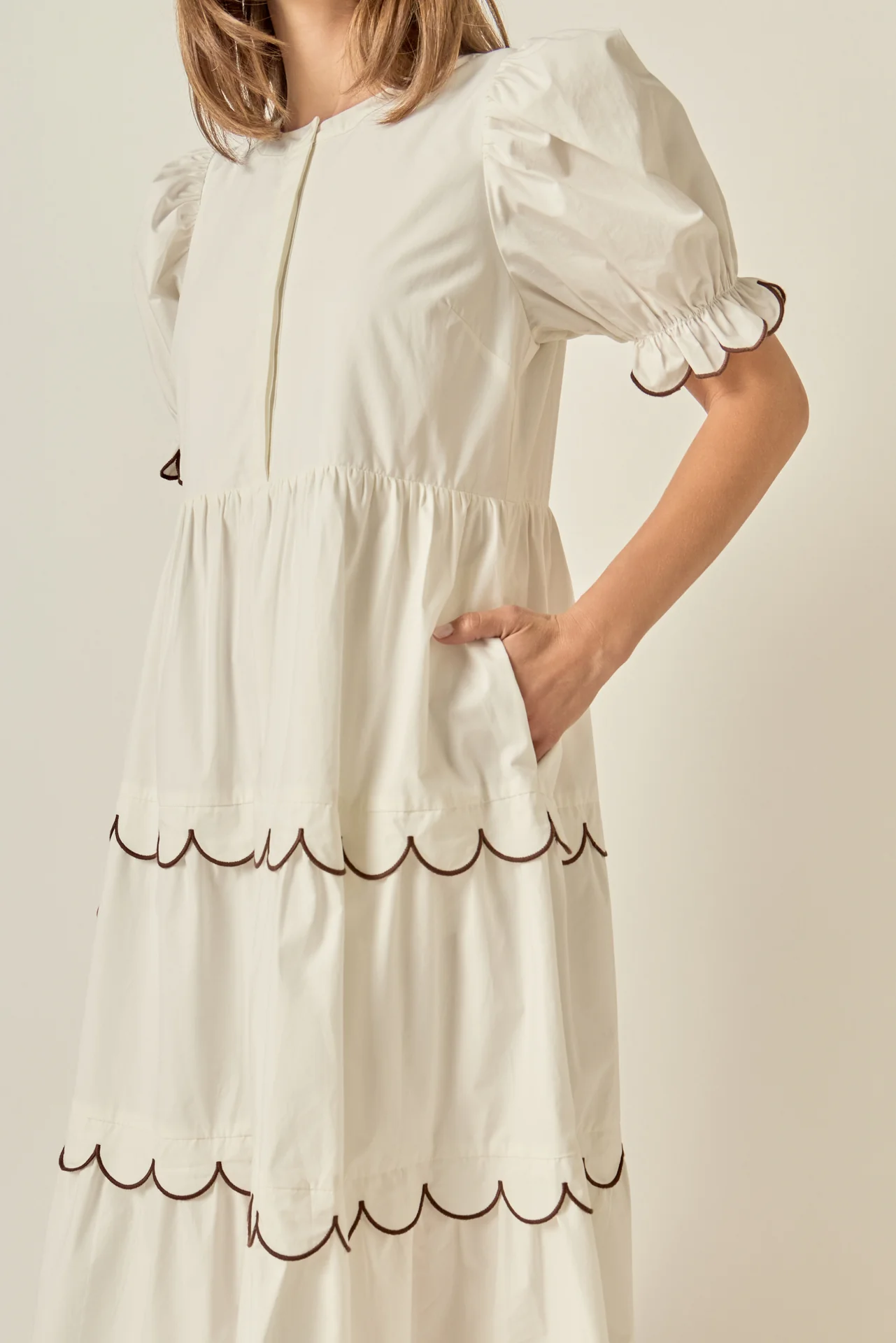 Scalloped Edge Midi Dress - Image 3