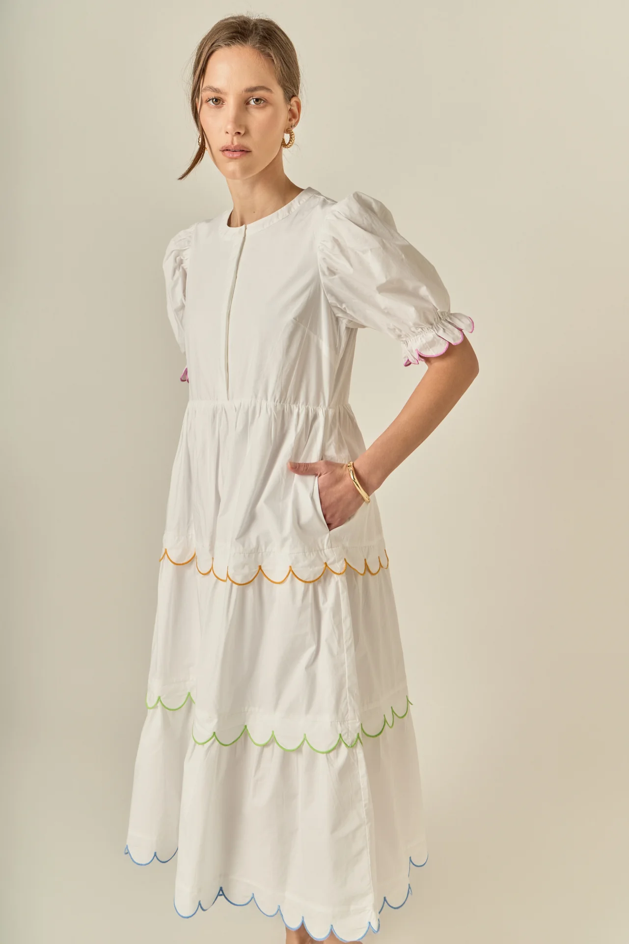 Scalloped Edge Midi Dress - Image 30