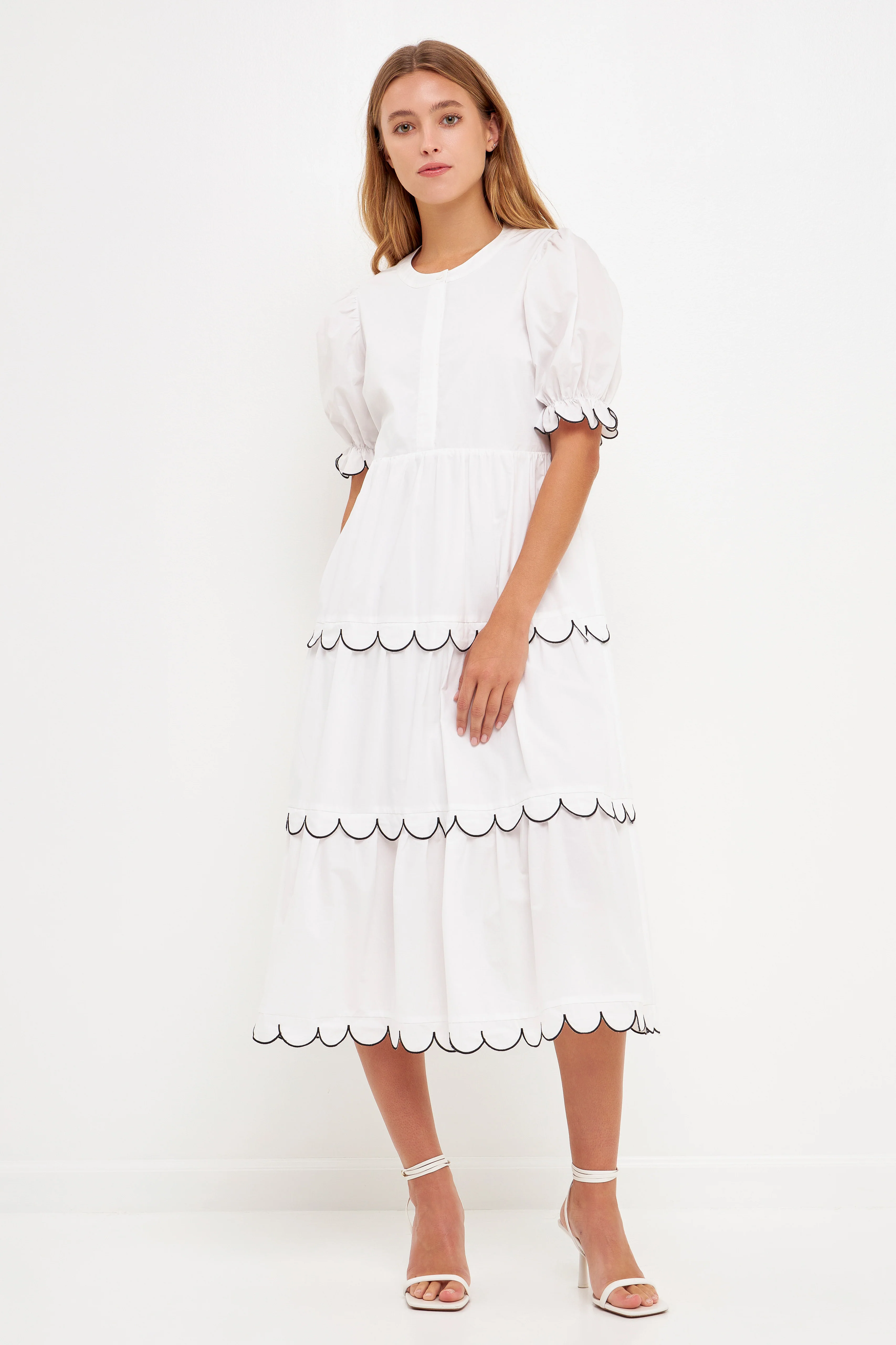 Scalloped Edge Midi Dress - Image 32