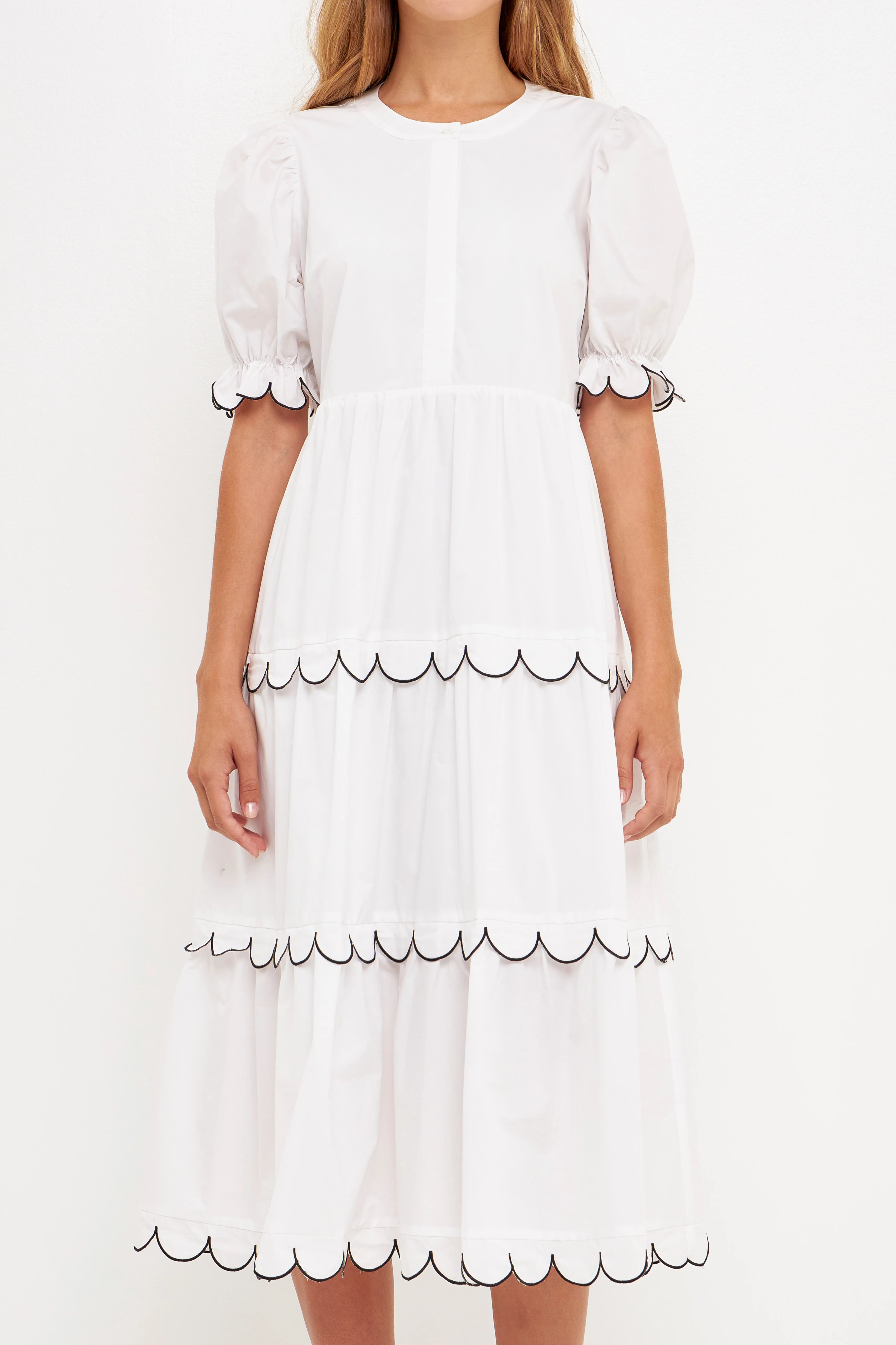 Scalloped Edge Midi Dress - Image 33