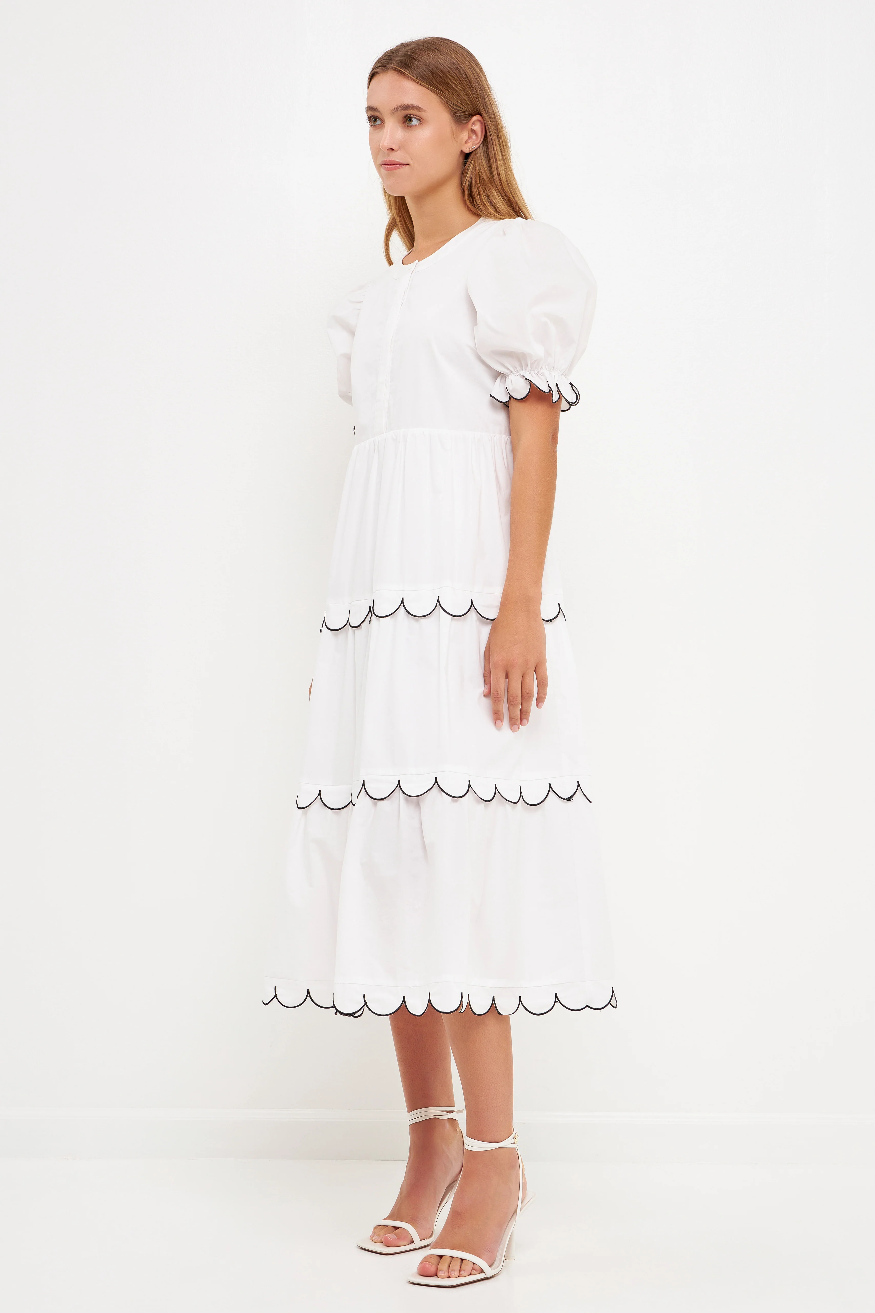 Scalloped Edge Midi Dress - Image 34