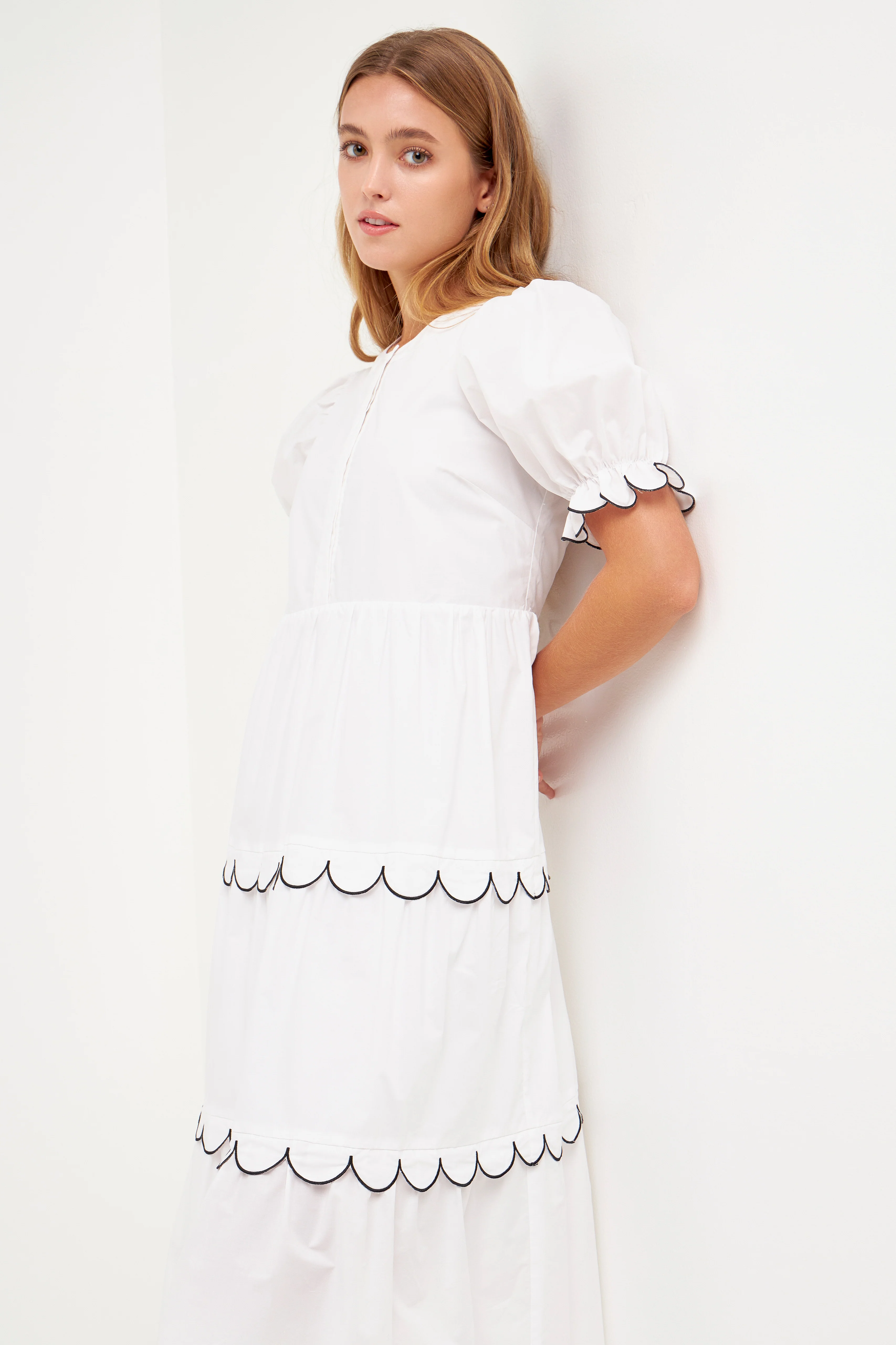 Scalloped Edge Midi Dress - Image 36