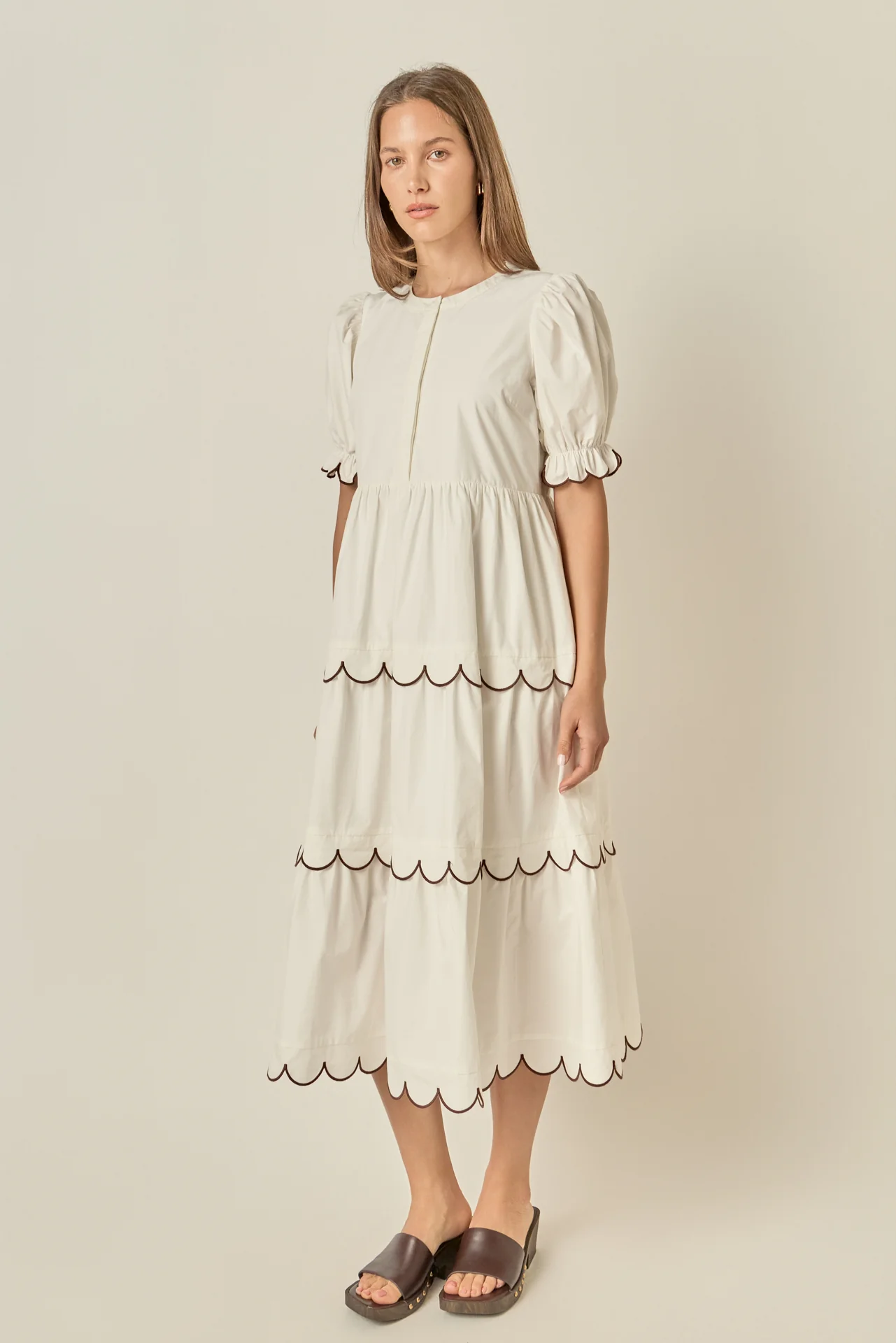Scalloped Edge Midi Dress - Image 4