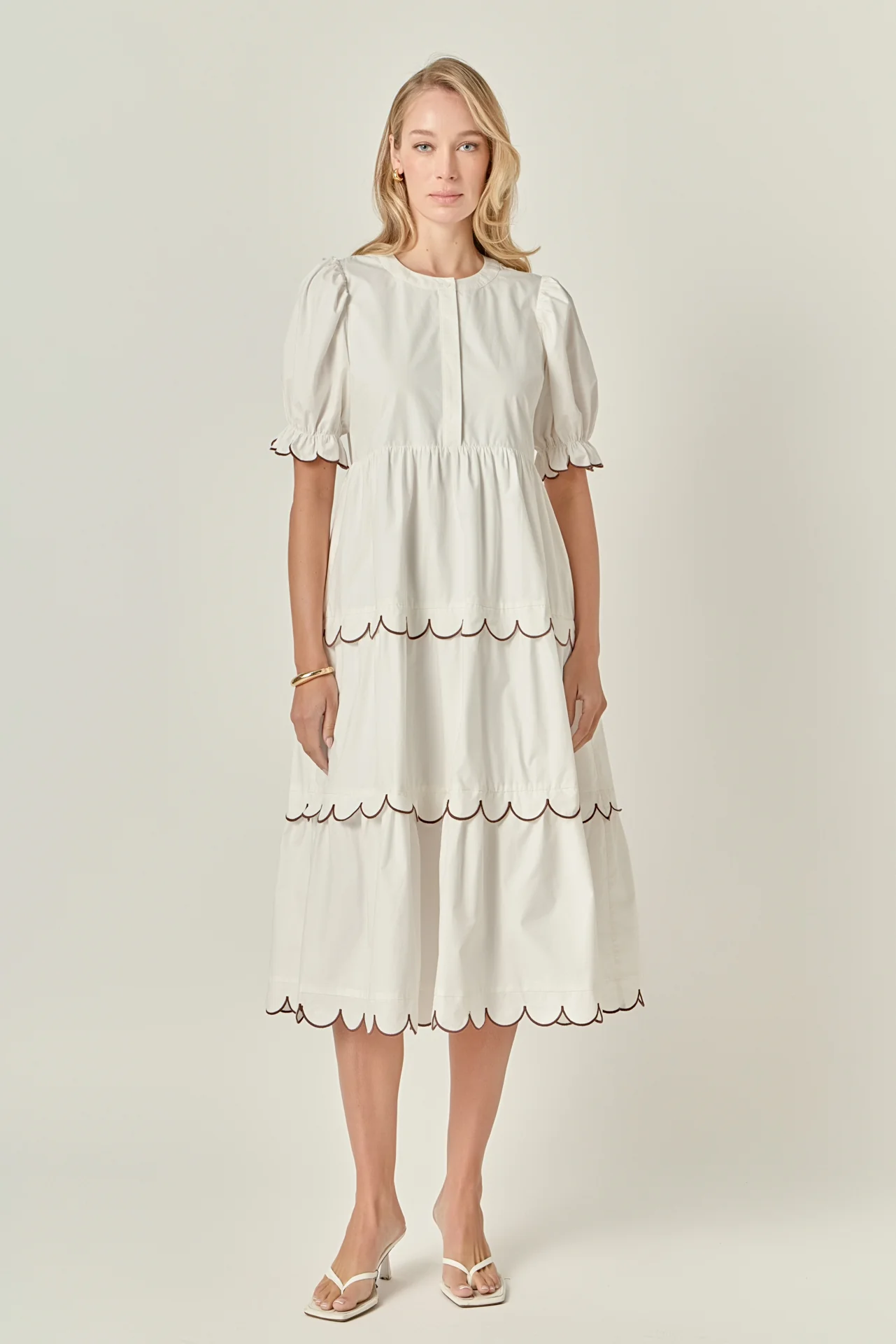 Scalloped Edge Midi Dress - Image 7