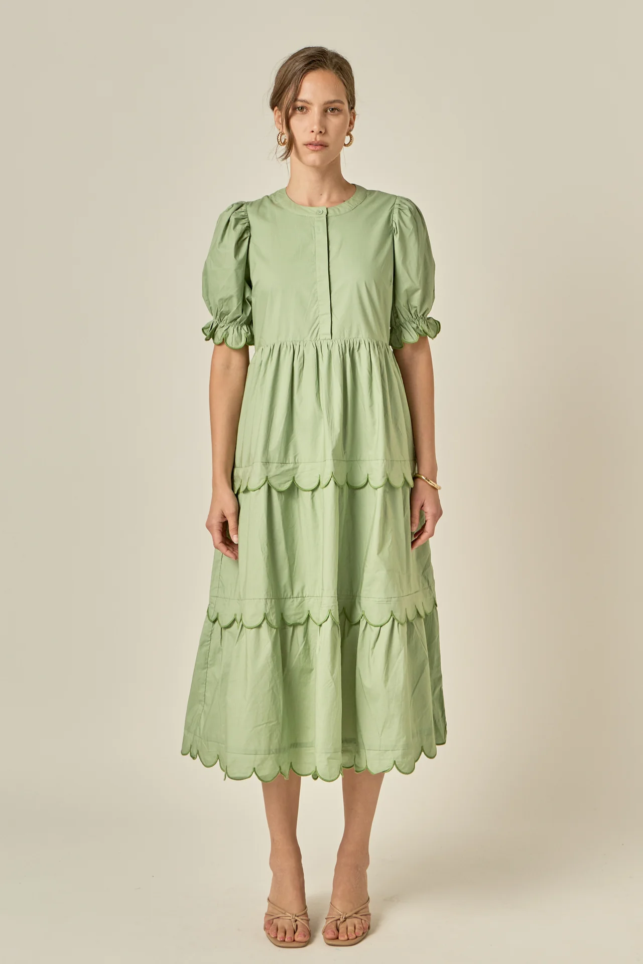 Scalloped Edge Midi Dress - Image 8