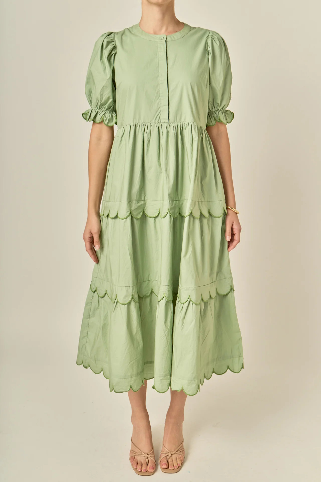 Scalloped Edge Midi Dress - Image 9