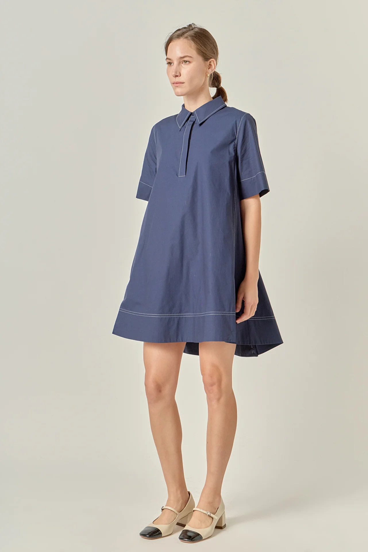 Contrast Stitch Detailed Mini Dress - Image 3