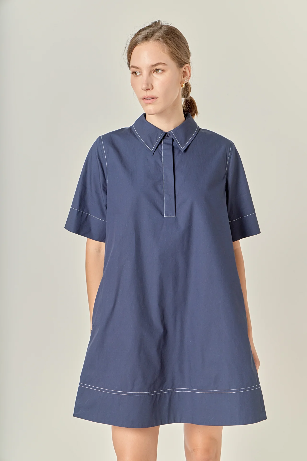Contrast Stitch Detailed Mini Dress - Image 5