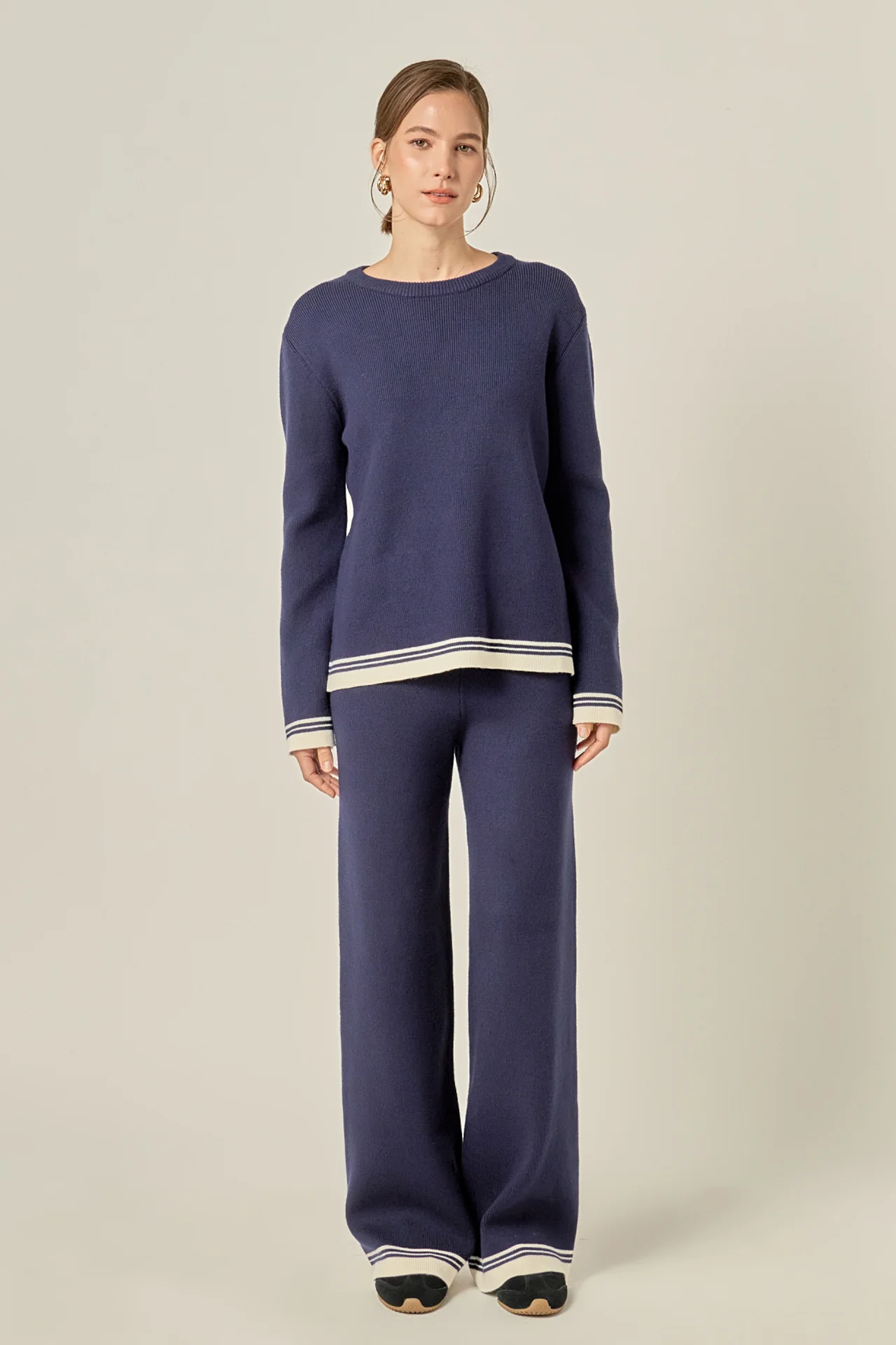Contrast Stripe Detail Knit Pants - Image 3