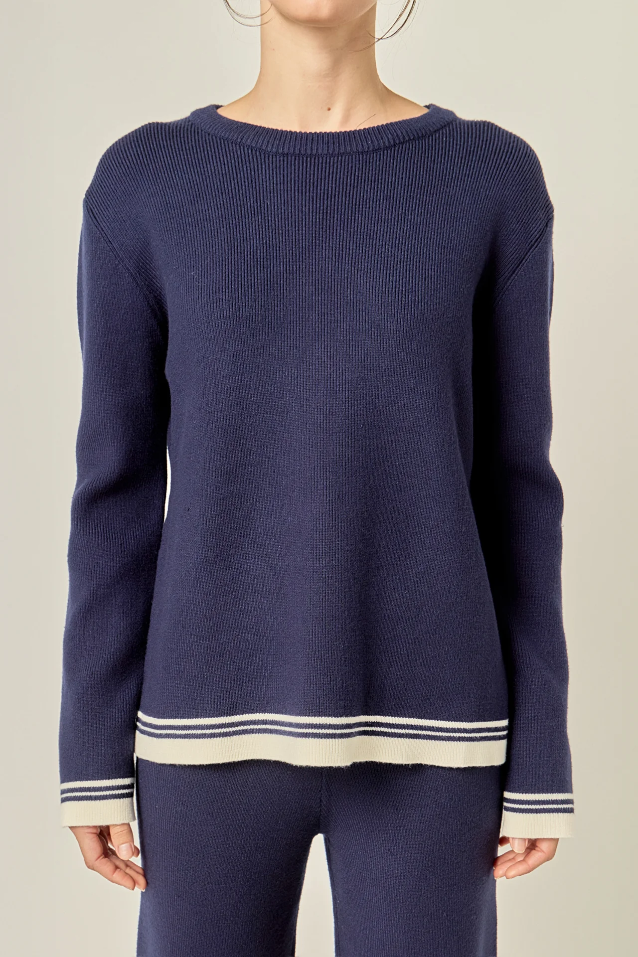 Contrast Stripe Detail Knit Top - Image 2