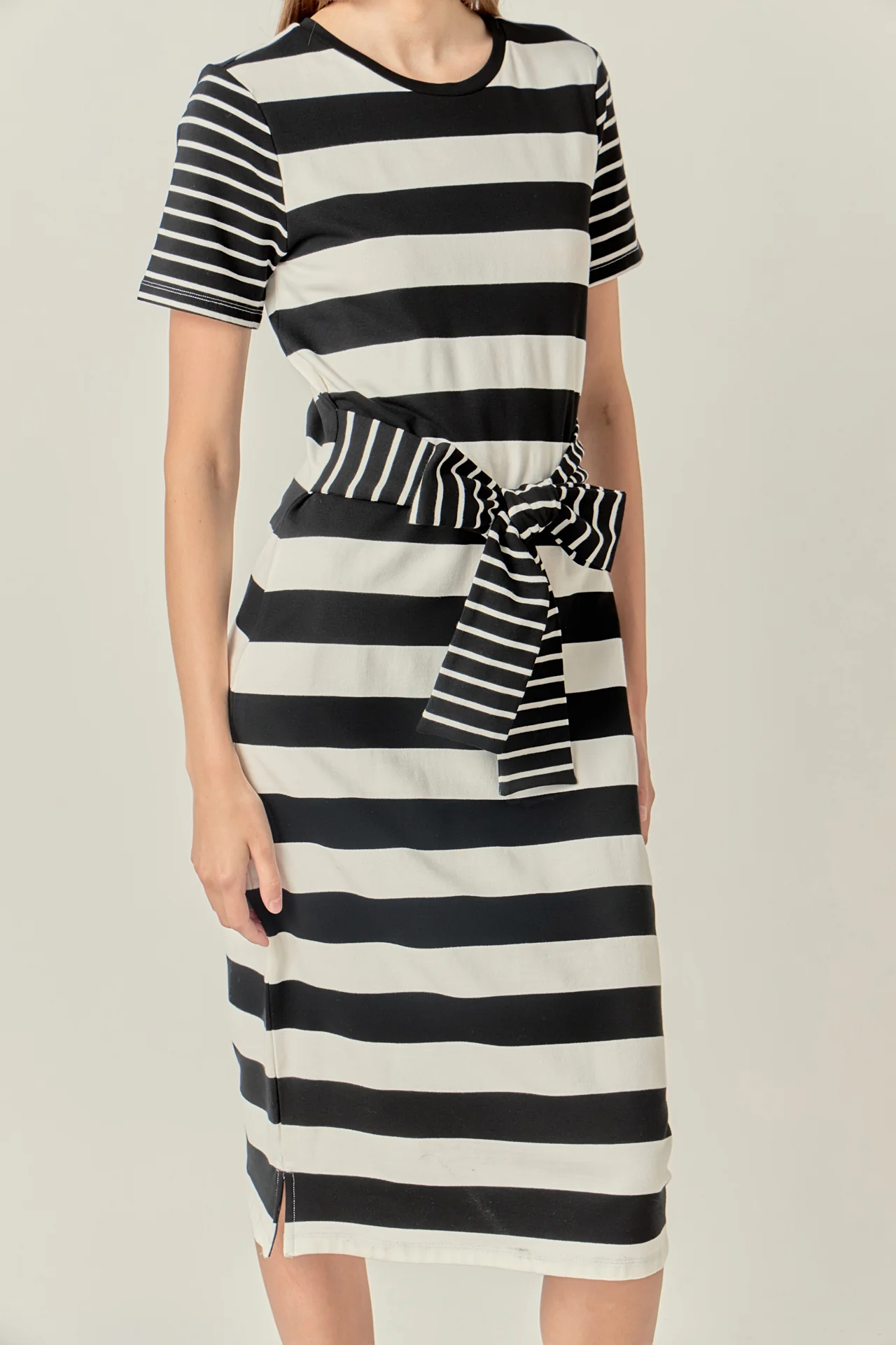Contrast Stripe Knit Midi Dress - Image 2