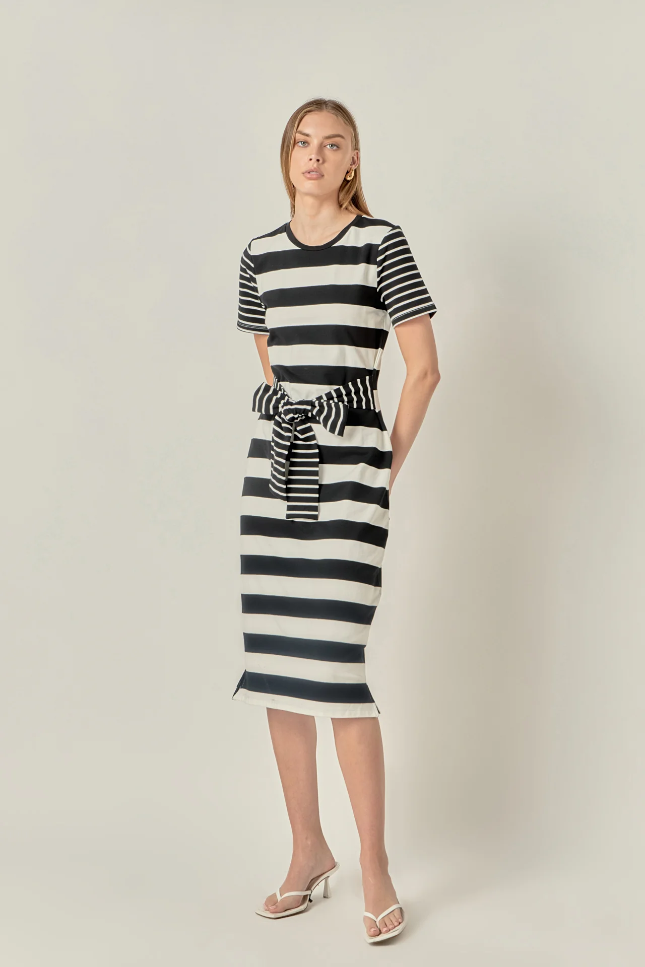 Contrast Stripe Knit Midi Dress - Image 5