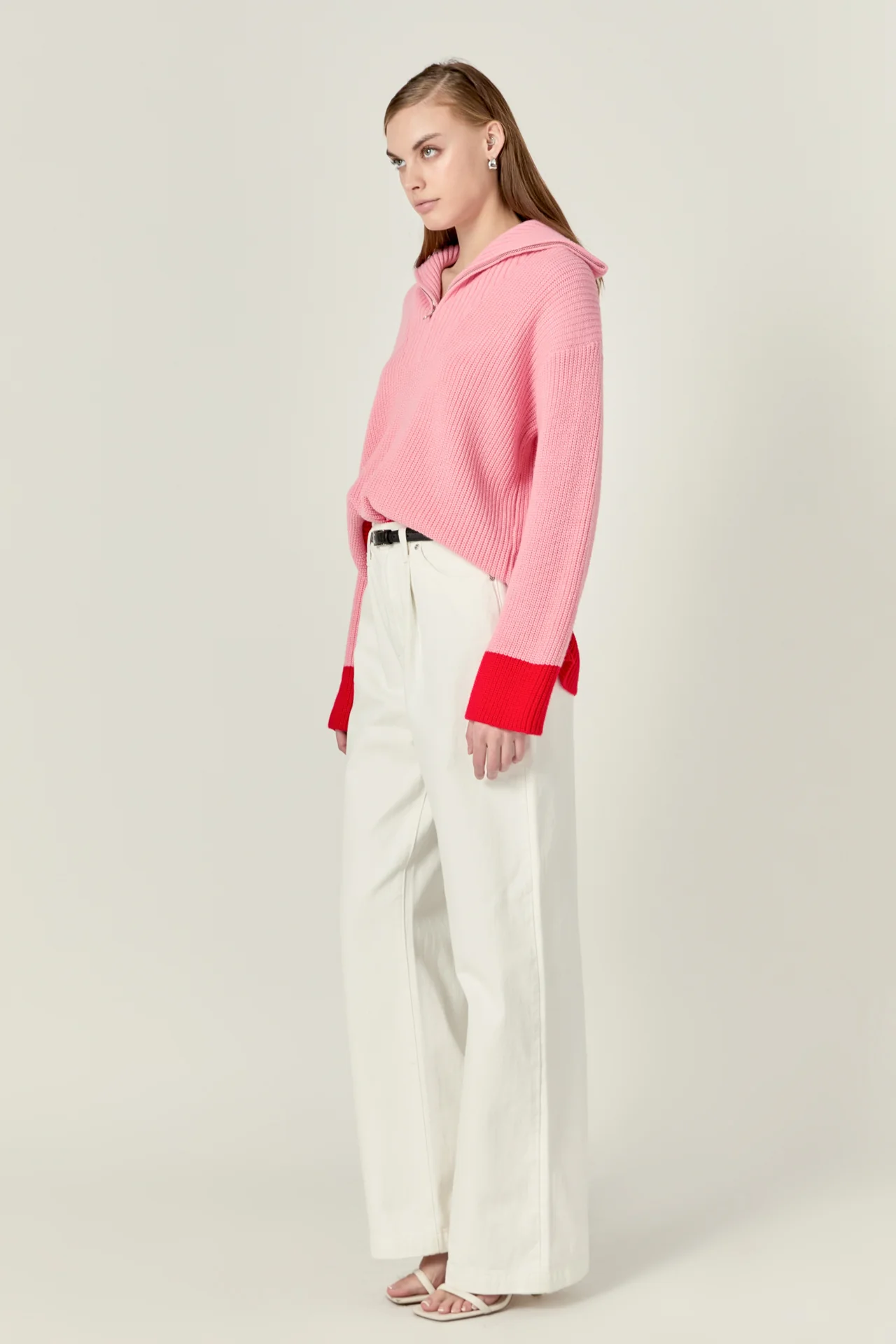 Contrast Zip Pullover Sweater - Image 3