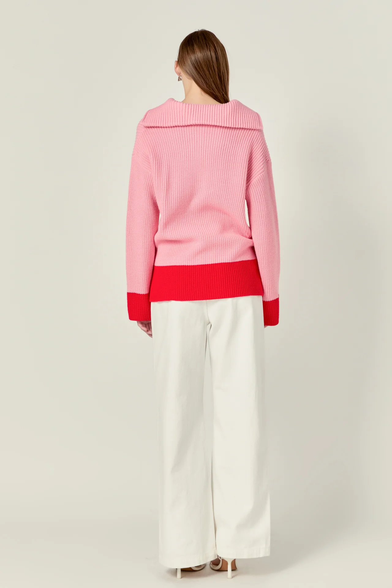 Contrast Zip Pullover Sweater - Image 4