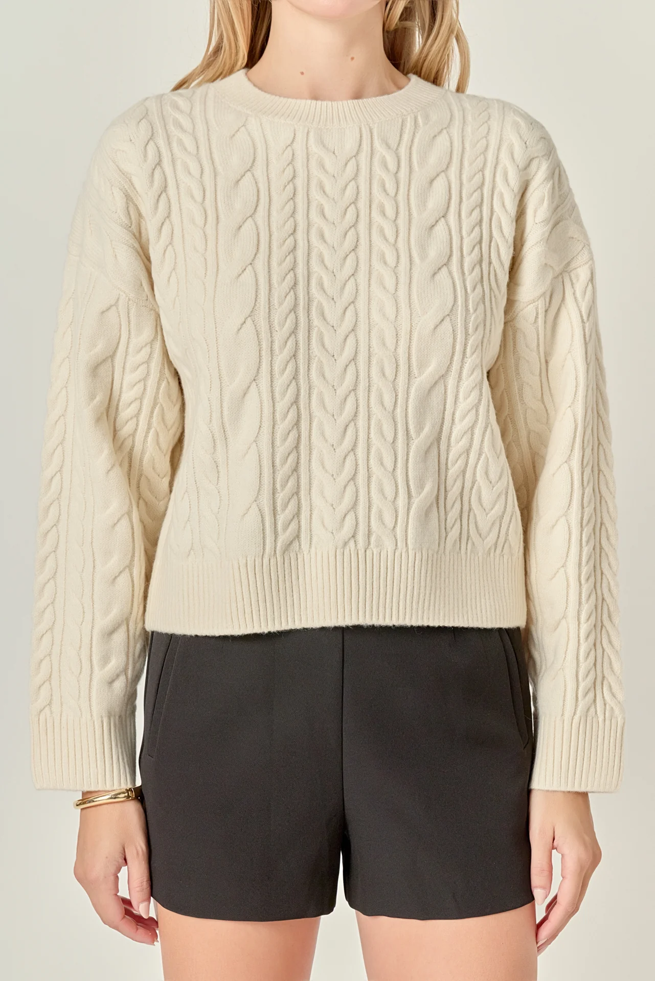 Crewneck Cable Sweater - Image 2