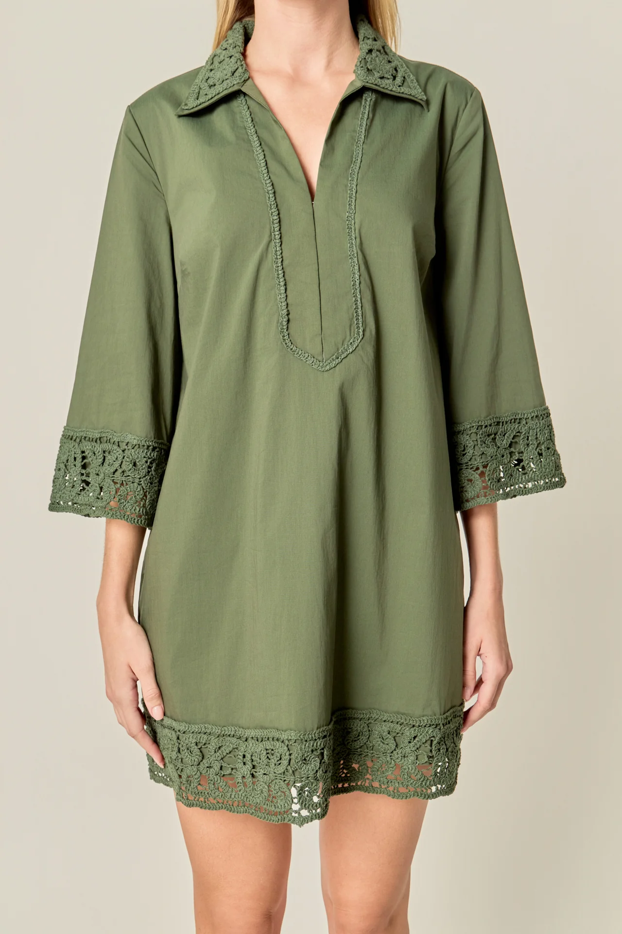 Crochet Accent Mini Dress - Image 2