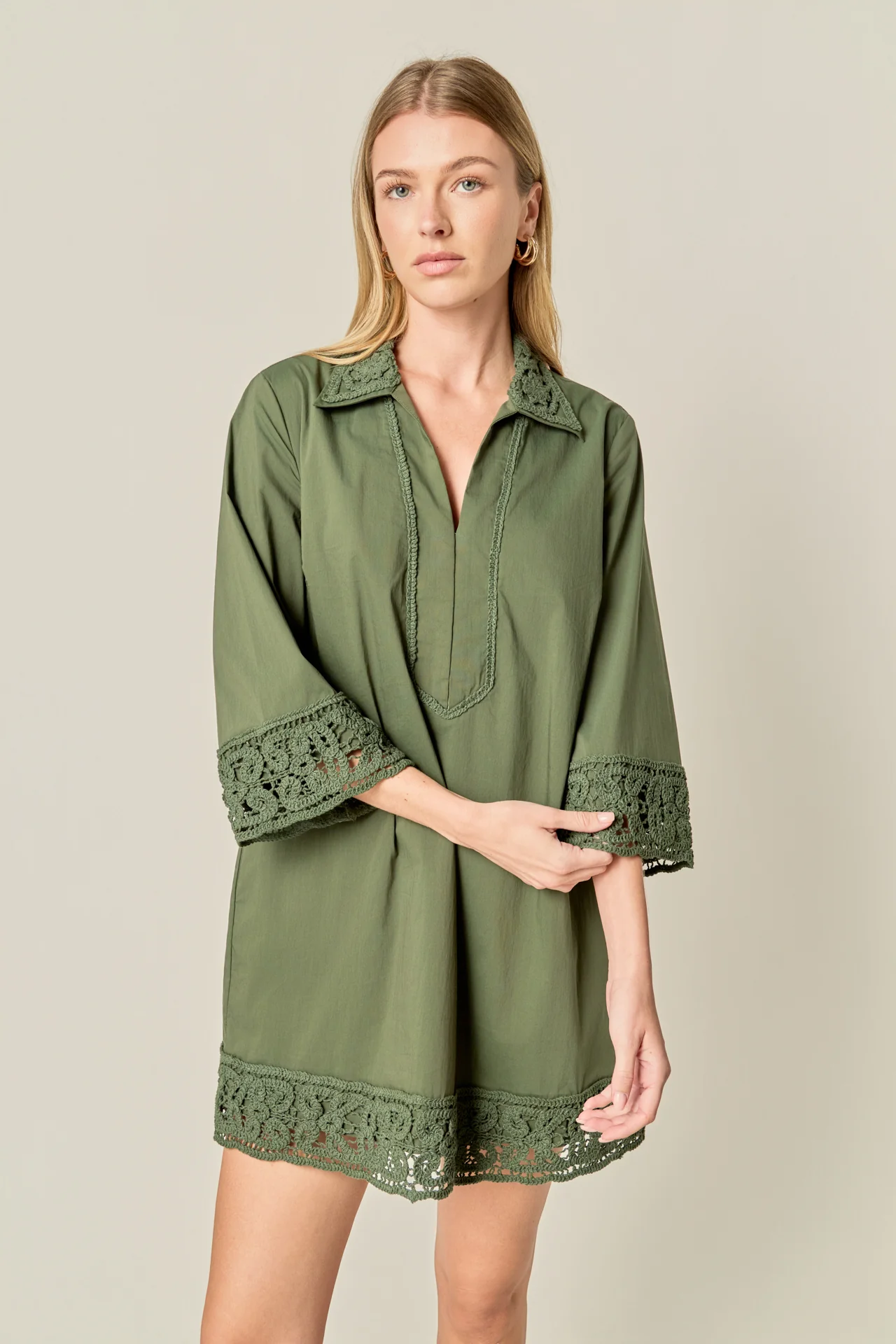 Crochet Accent Mini Dress - Image 5