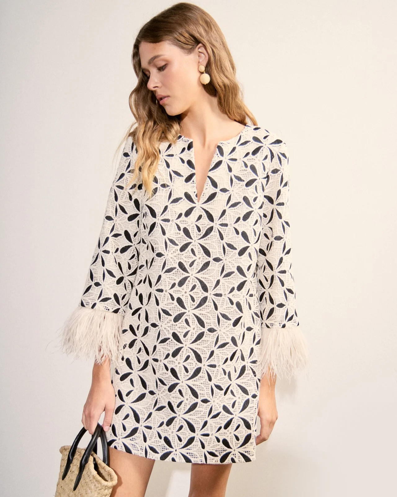 Crochet Feather Trim Mini Dress - Image 8