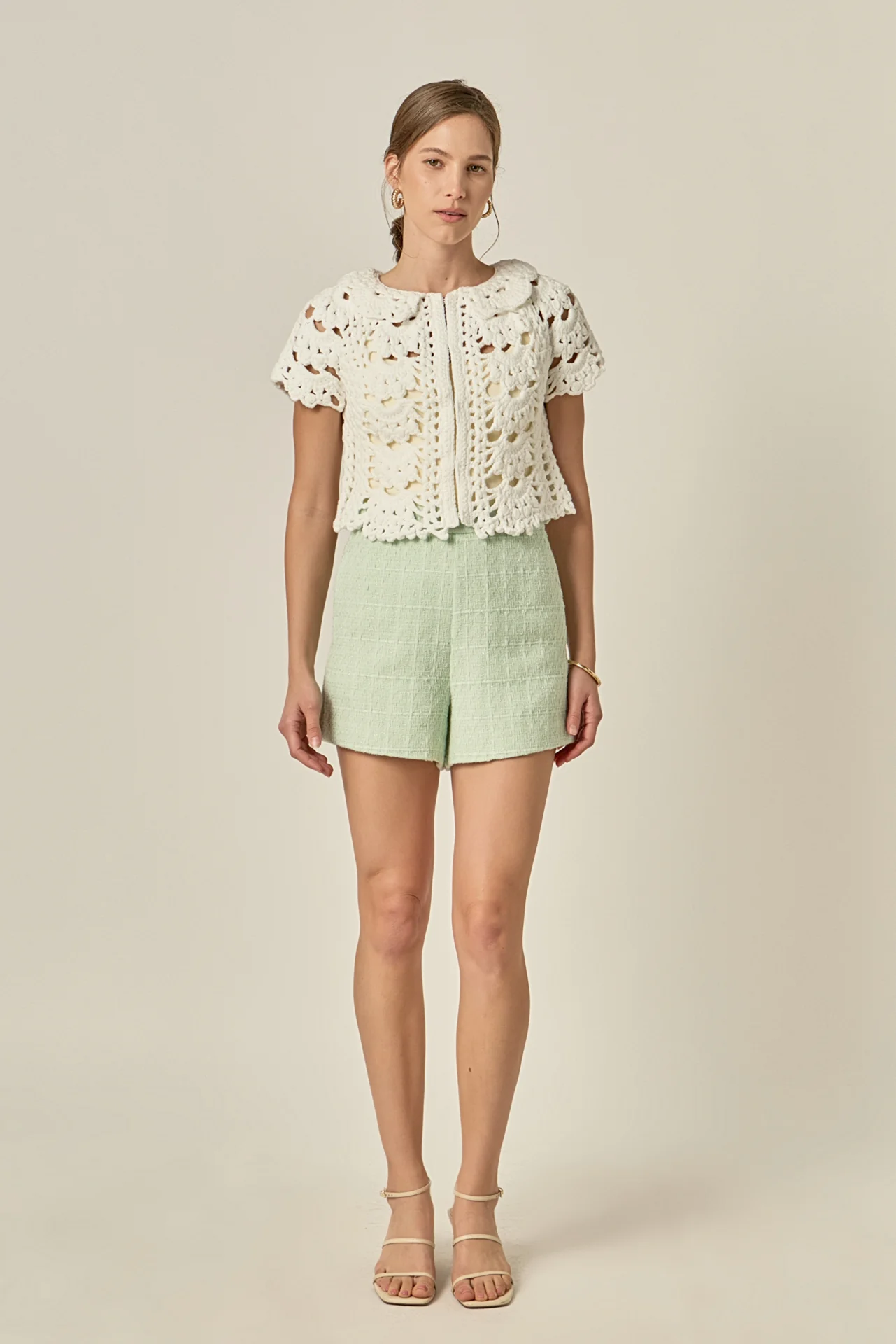 Crochet Knit Crop Cardigan - Image 10