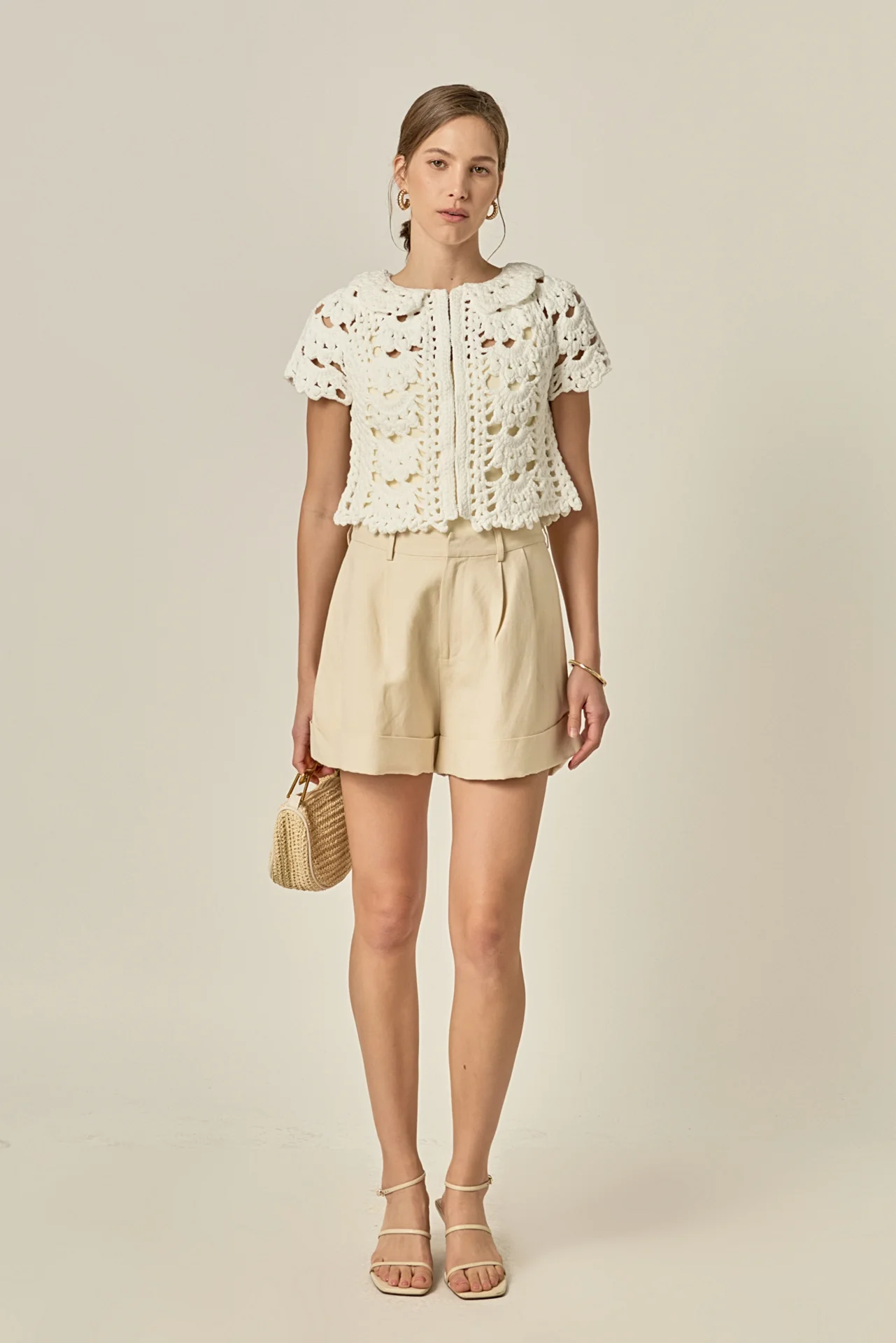 Crochet Knit Crop Cardigan - Image 9