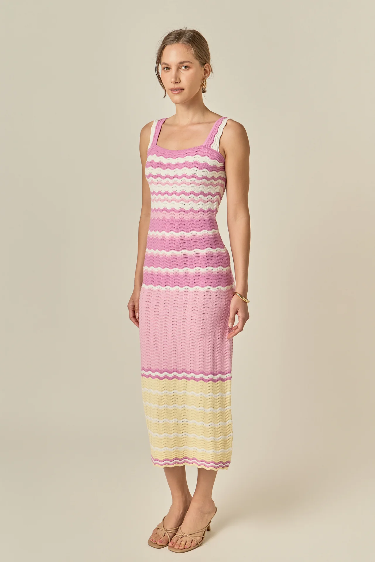 Pastel Waves Crochet Midi Dress - Image 4