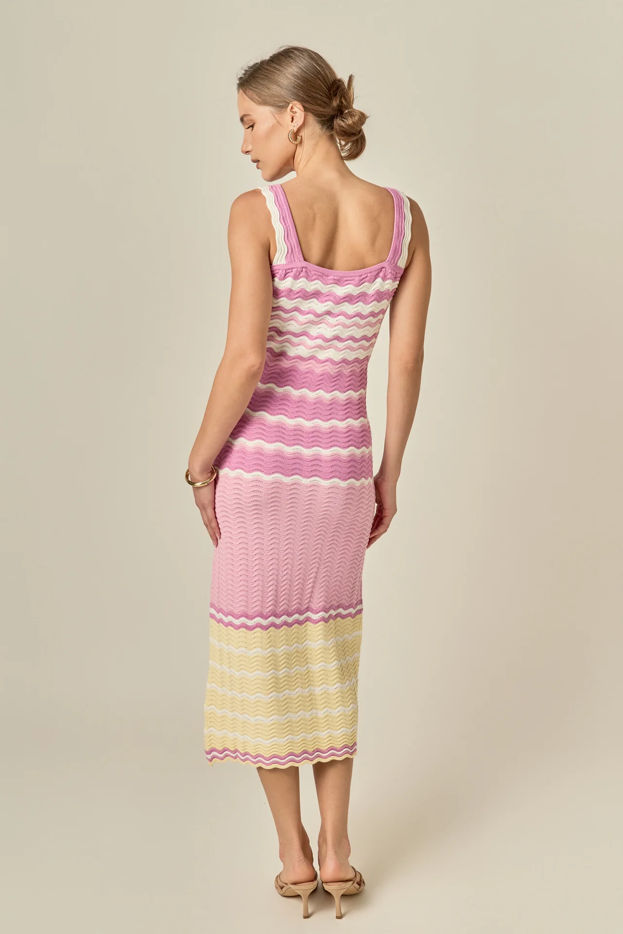 Pastel Waves Crochet Midi Dress - Image 5